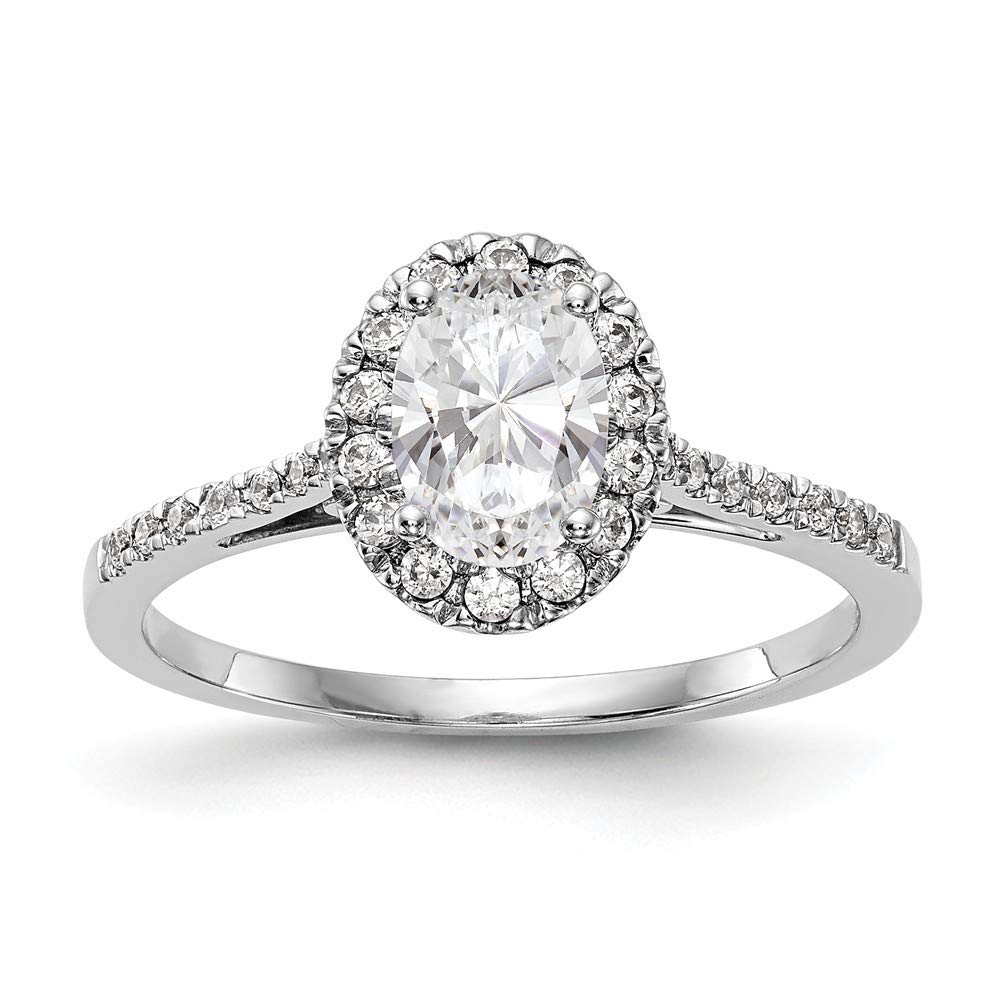 14K White Gold Moissanite Oval Halo Engagement Ring for Women - Durable & Sparkling Wedding Band, Anniversary Gift, Proposal Jewelry (Perfect for Bridal, Valentine's Day & Special Occasions)