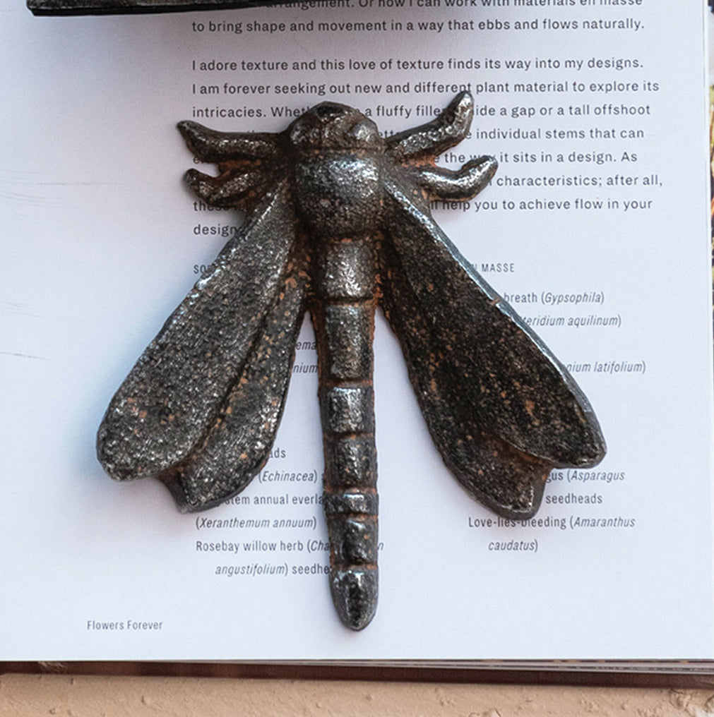 Handmade Cast Iron Dragonfly Garden Decor - Vintage Outdoor Statue for Patio, Yard, and Garden Decorations | Perfect for Home, Lawn, and Landscape Design