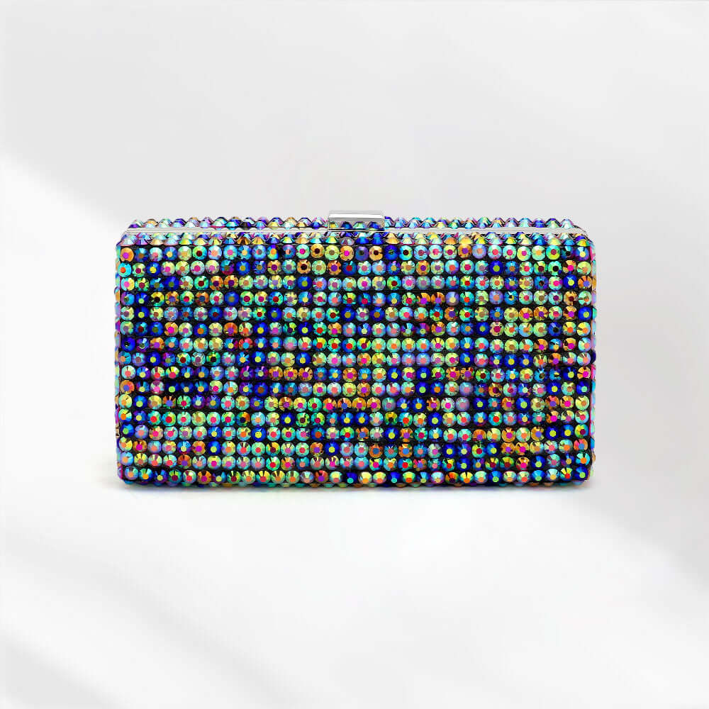 Stylish Multi Studded Bling Rectangle Evening Clutch Purse - Elegant Crossbody Bag for Women | Perfect for Parties, Weddings & Night Out Events