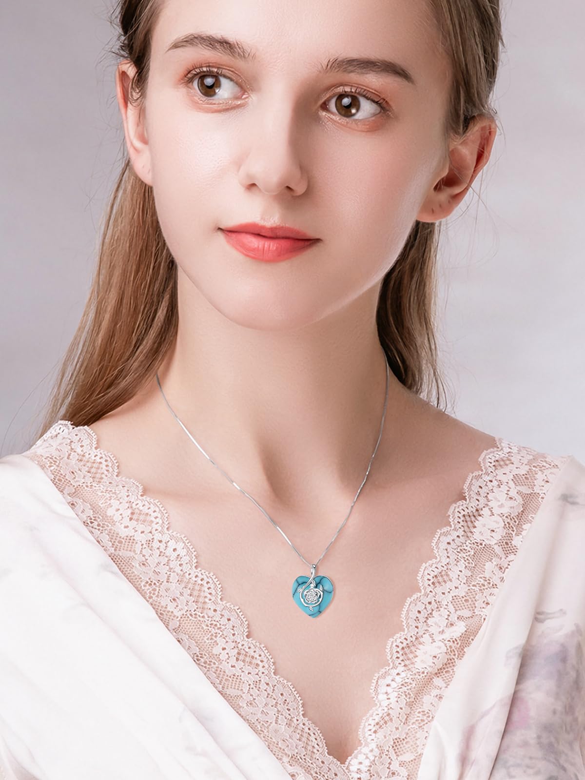 12 Month Birthstone Sterling Silver Heart Rose Pendant Necklace - Mother's Day, Anniversary, Birthday, Christmas & Valentine's Day Jewelry Gift for Women, Wife, Girlfriend & Mom | Perfect for Romantic Occasions, Special Celebrations & Everyday Elegance