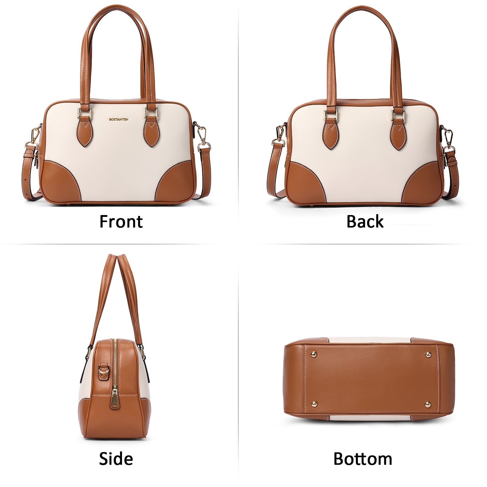 BOSTANTEN Genuine Leather Women's Handbag - Stylish Tote Bag with Top Handle & Shoulder Strap for Work, Travel & Everyday Use | Designer Satchel Purse for Ladies