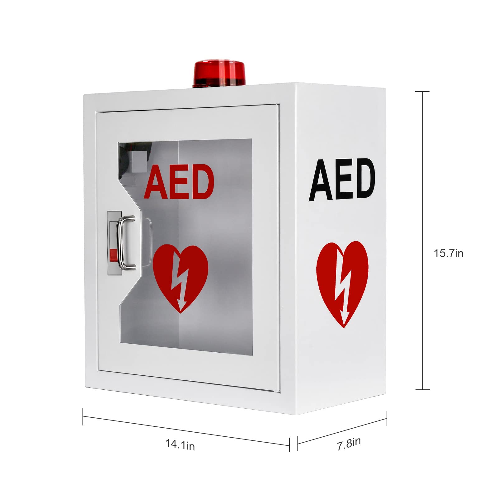 Portable AED Defibrillator Machine with Emergency Alarm & Strobe Light - 14.1 x 7.8 x 15.7 Inch AED Case for First Aid, Cardiac Emergencies & Public Safety Use