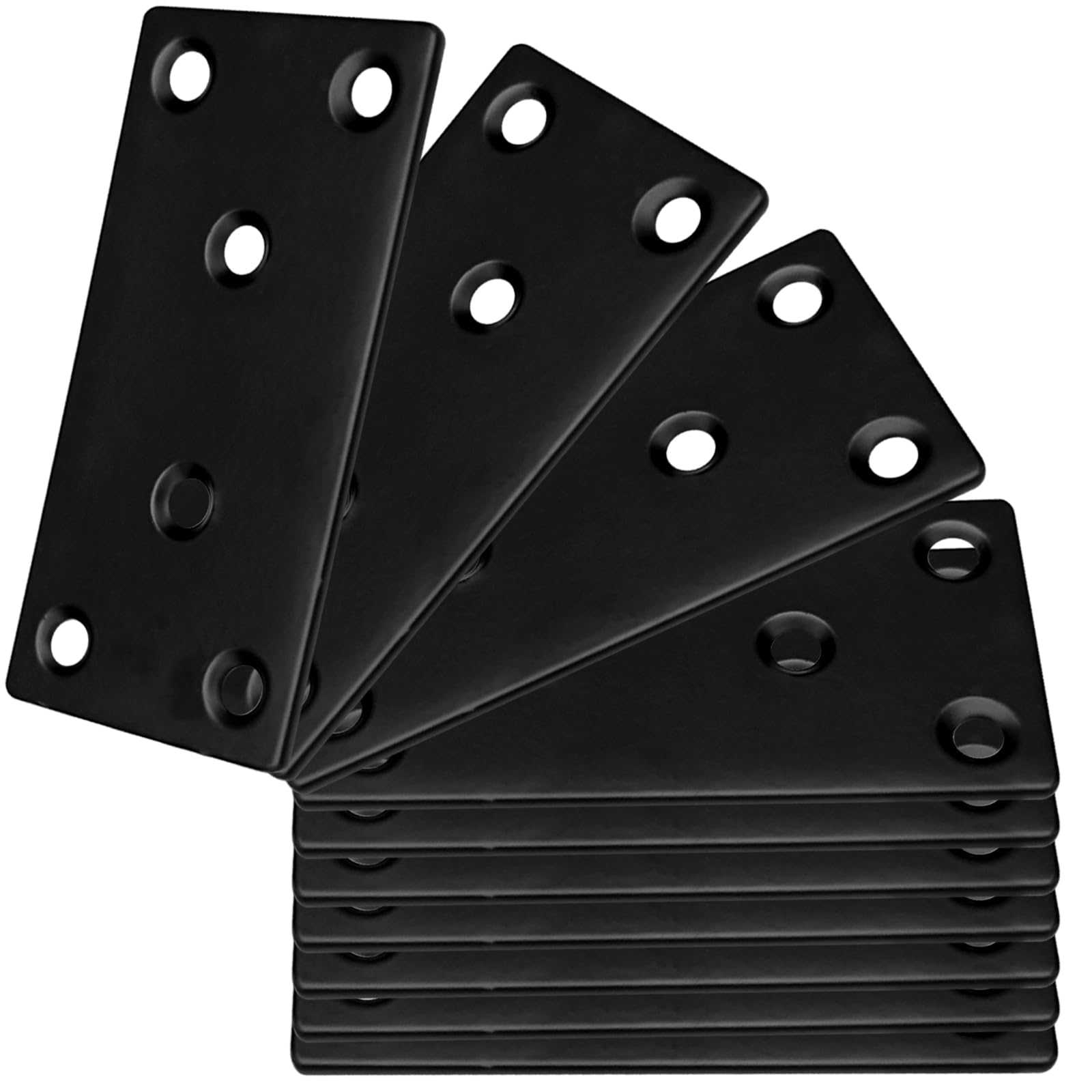 20PCS Black Flat Mending Plates - 2 Inch Stainless Steel Straight Repair Brackets, Heavy Duty Metal Joining Plates for Wood Furniture, Fence, Bookcase & DIY Projects - Perfect for Home Repair, Woodworking & Furniture Reinforcement