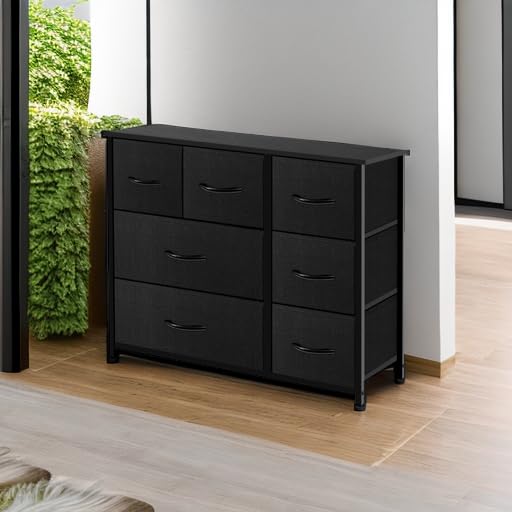 AZL1 Dresser Organizer with 7 Drawers - Large Storage Unit for Bedroom & Closet - Black
