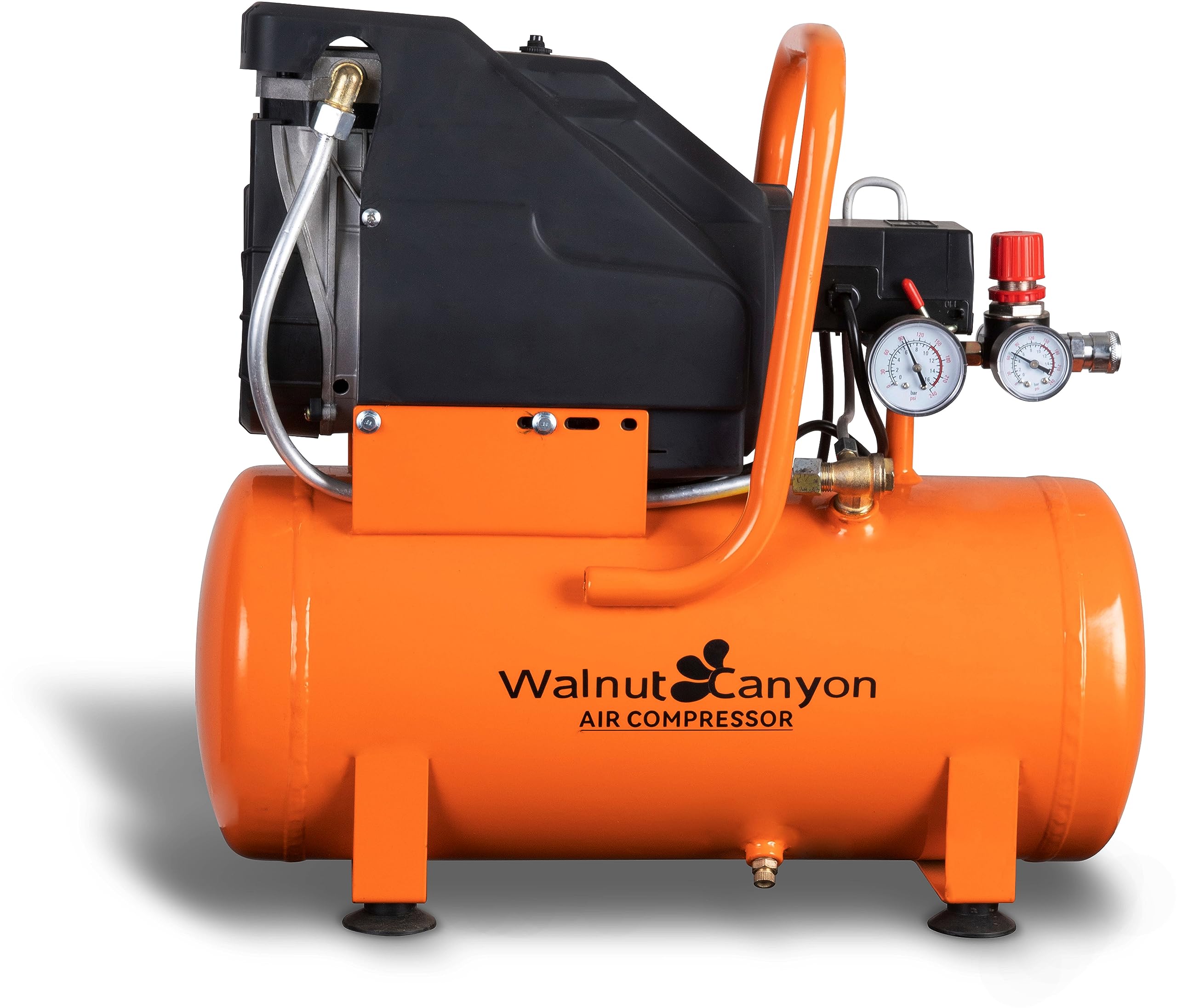 WALNUT CANYON 5 Gallon Air Compressor - 1.8 SCFM@90 PSI, 1.1 HP Oil-Free, 115 PSI Max, 70 dB Quiet Portable Air Compressor for Home Garage, Auto Repair, Woodworking & Pneumatic Tools | Ideal for DIY Projects, Tire Inflation & Airbrushing