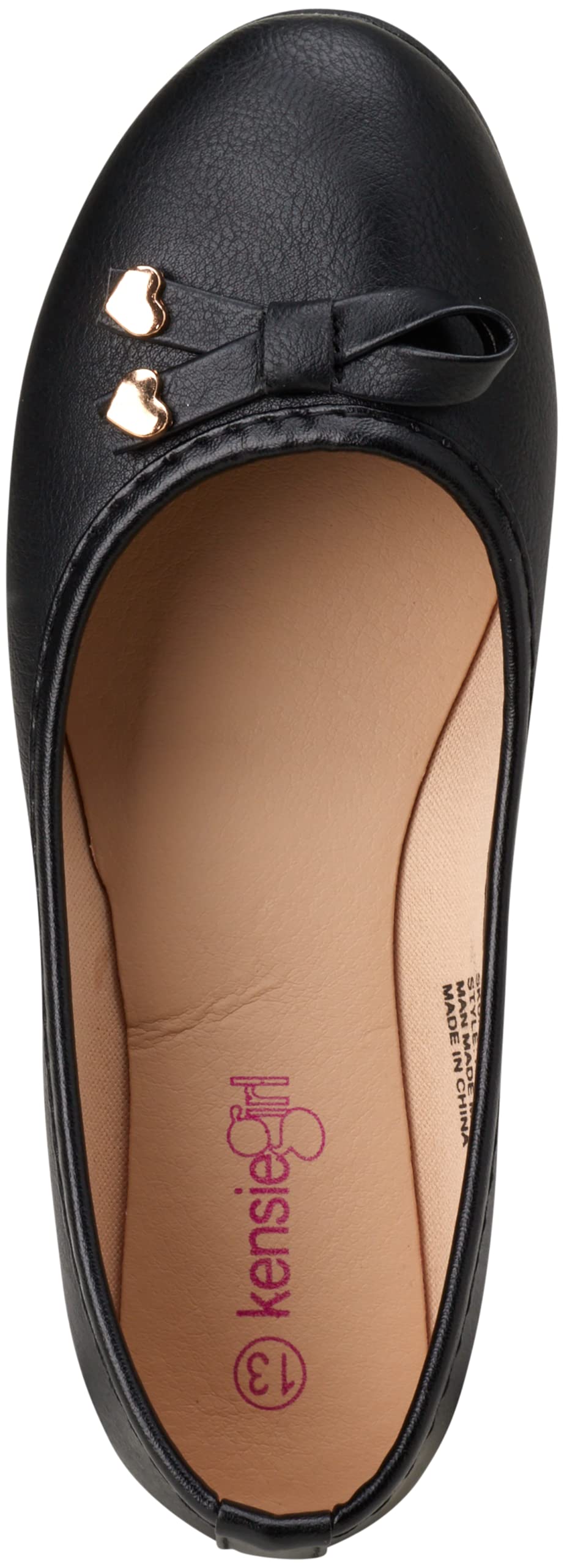 Classic Leatherette Ballet Flats with Sparkling Glitter Bow - Comfortable Toddler & Girl Shoes for School, Parties & Special Occasions