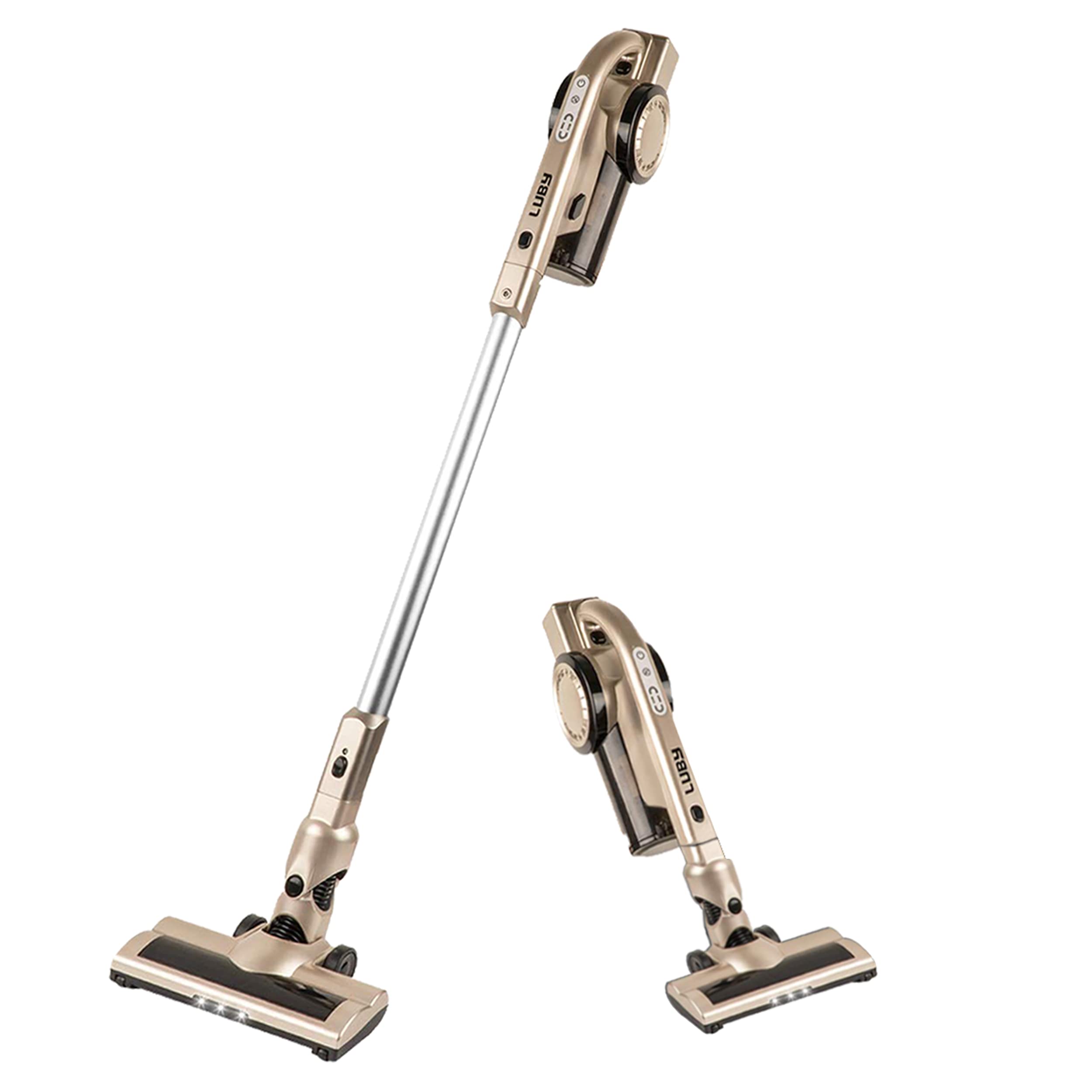 Luby EV-679W Powerful Cordless Vacuum Cleaner - 44 x 9.6 x 10 Inches, Lightweight & Portable, Champagne Gold - Perfect for Home, Car, Pet Hair, and Hardwood Floors Cleaning