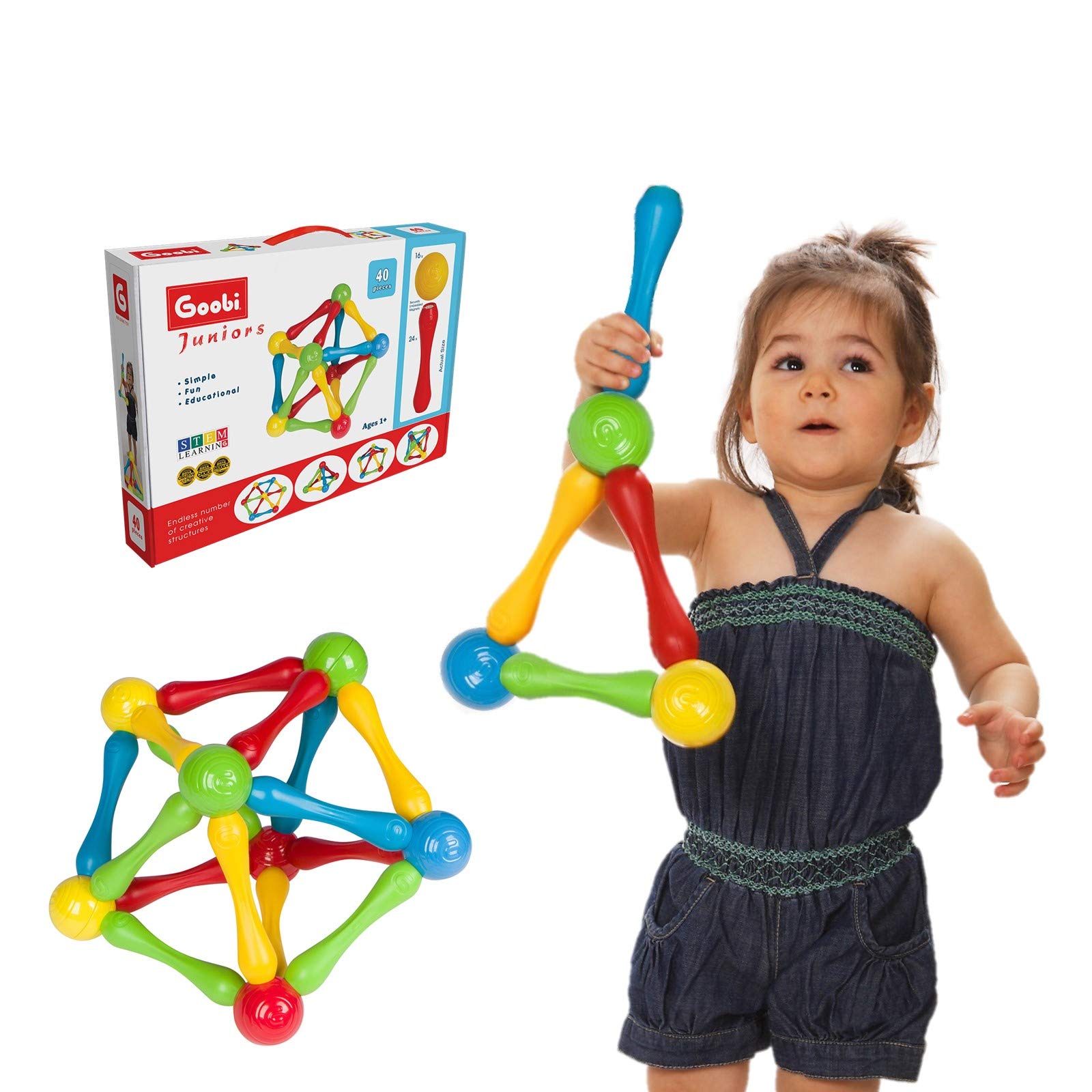 Goobi 40pc Magnetic Building Blocks - STEM Educational Toys for Toddlers 1-3 Years | Creative Play & Learning