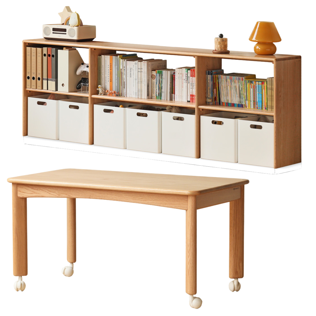 Modern Oak Solid Wood TV Stand with Storage - Minimalist Design for Living Room, Kids Toy Organizer & Media Console - Perfect for Home Entertainment & Playroom Organization