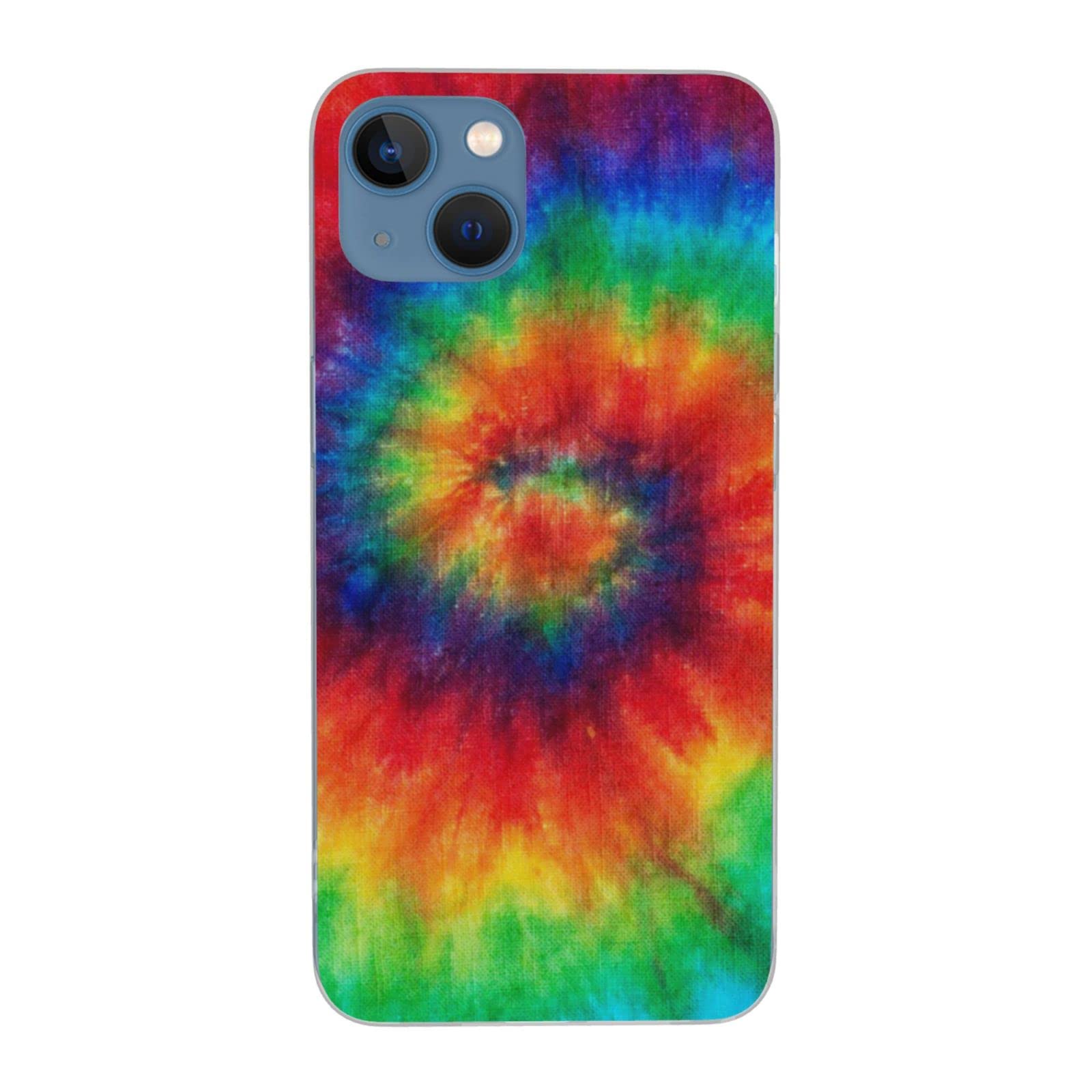 Rainbow Tie Dye Clear Shockproof iPhone 13 Mini Case | 5.4 Inch Protective Phone Cover | Anti-Yellowing Durable Design | Perfect for Festivals, Concerts & Everyday Use