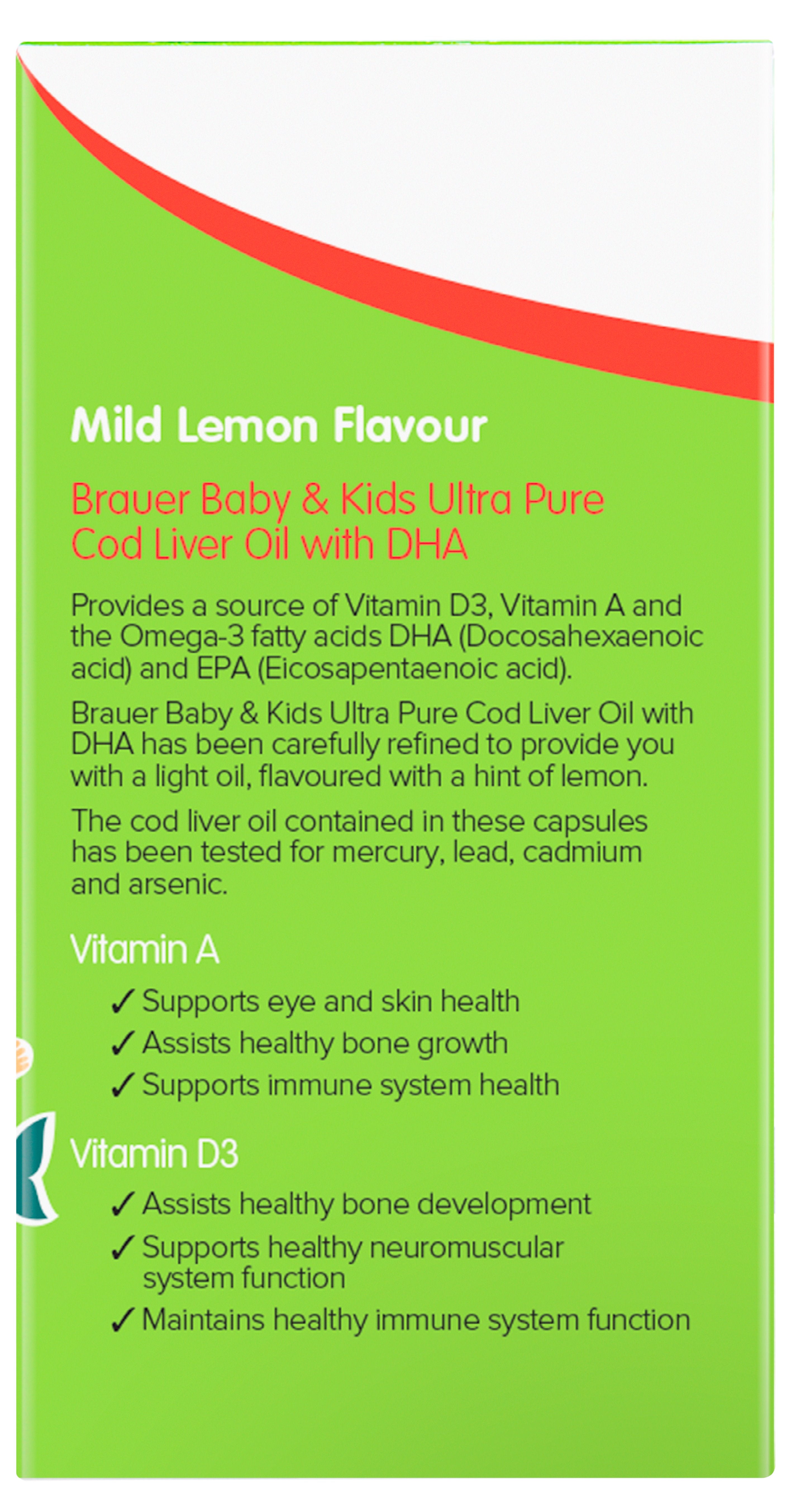 Brauer Baby & Kids Ultra Pure Cod Liver Oil - Omega 3 DHA & Vitamin D Supplement for Immune Support & Brain Development - Ideal for Infants, Toddlers & Children's Daily Health Routine