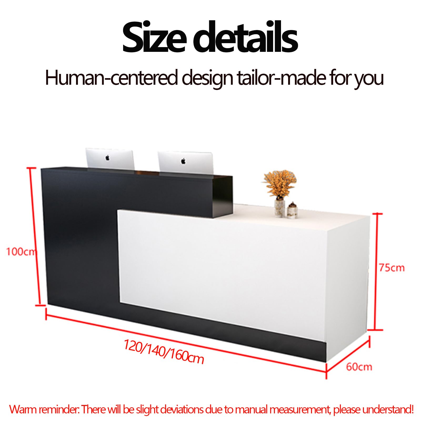 Simple Cashier Desk 160x60x100cm - Front Desk Reception Counter for Clothing Store, Beauty Salon, Milk Tea Shop & Office - Durable & Stylish for Retail & Service Businesses