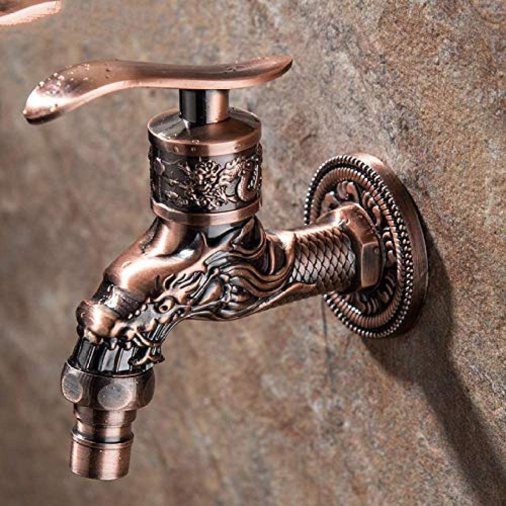 Antique Red Zinc Alloy Wall Mount Faucet for Outdoor Garden & Bathroom