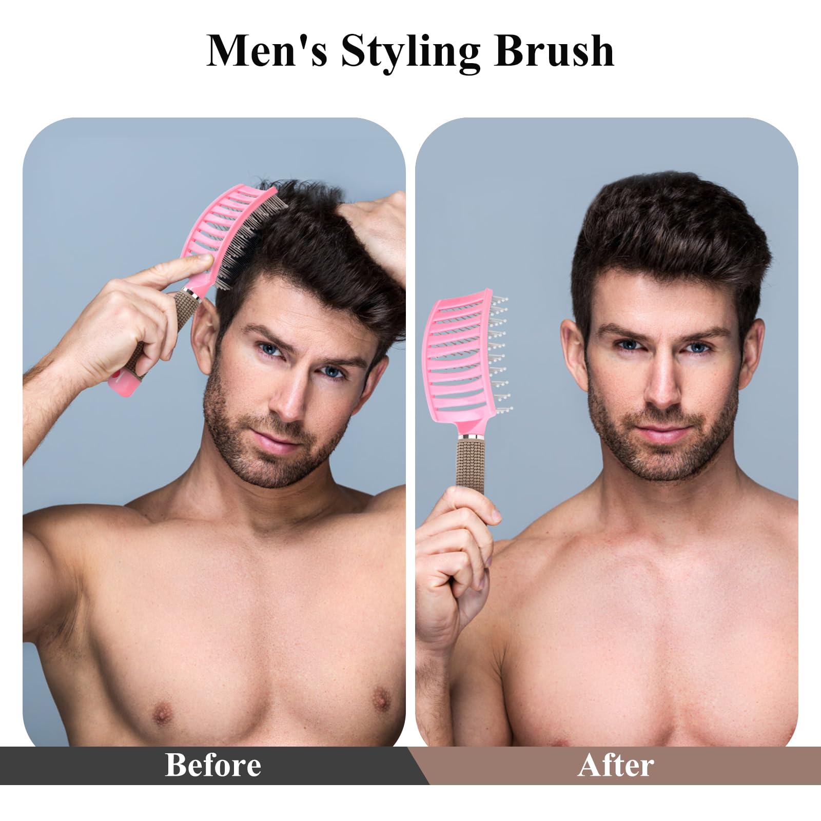 **Detangling Hair Brush for Women & Men - Curved Vent Brush for Wet & Dry Hair, Faster Blow Drying - Adds Shine & Smoothness for Curly, Straight, Thick or Thin Hair (Pink) - Perfect for Home, Travel & Salon Styling**