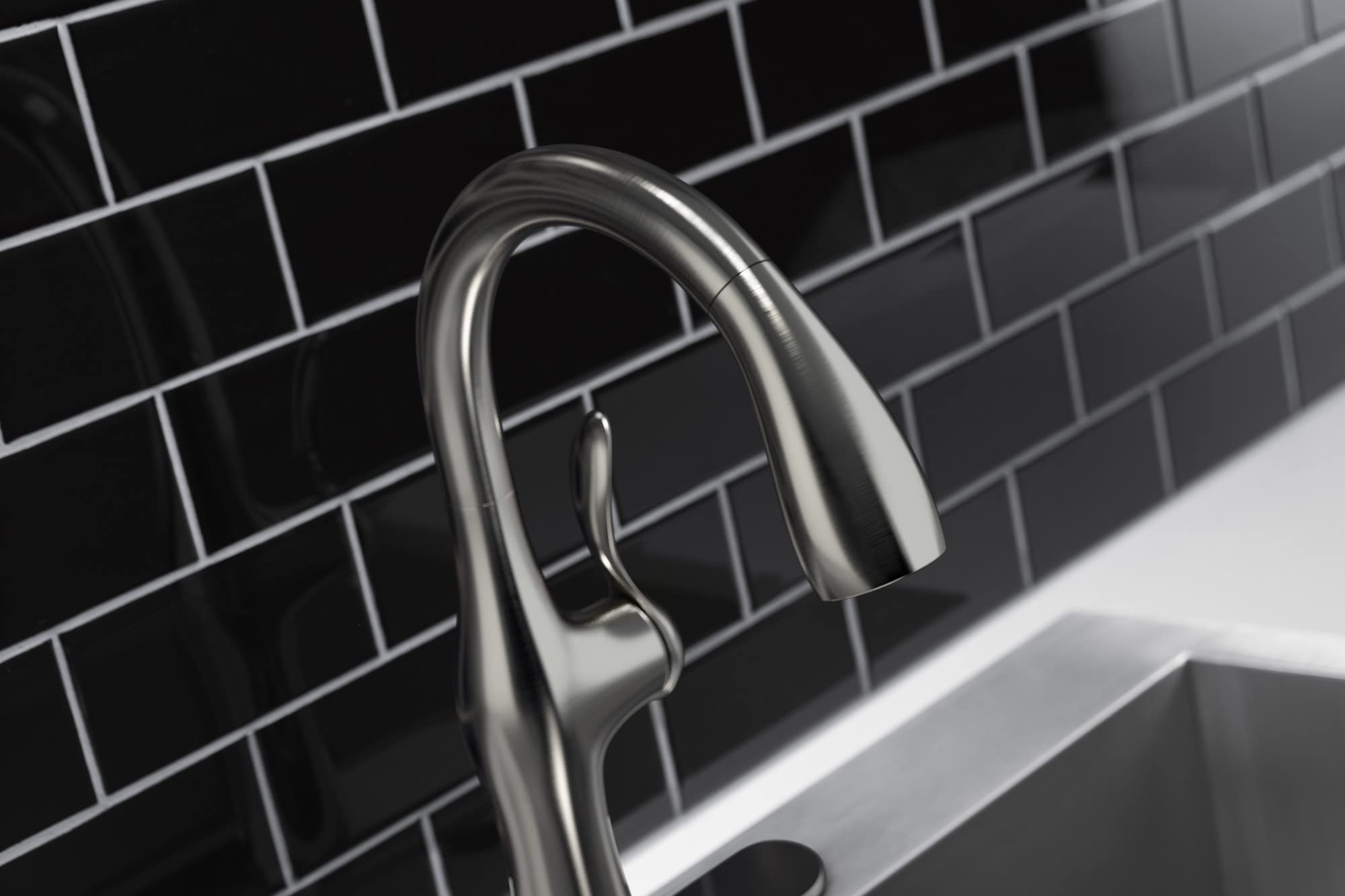 ALMA® Pull Down Kitchen Faucet - High Arc Modern Design, Lead-Free Brushed Nickel, 360° Swivel Spout for Easy Cleaning (Perfect for Home, Restaurant & Commercial Kitchens)