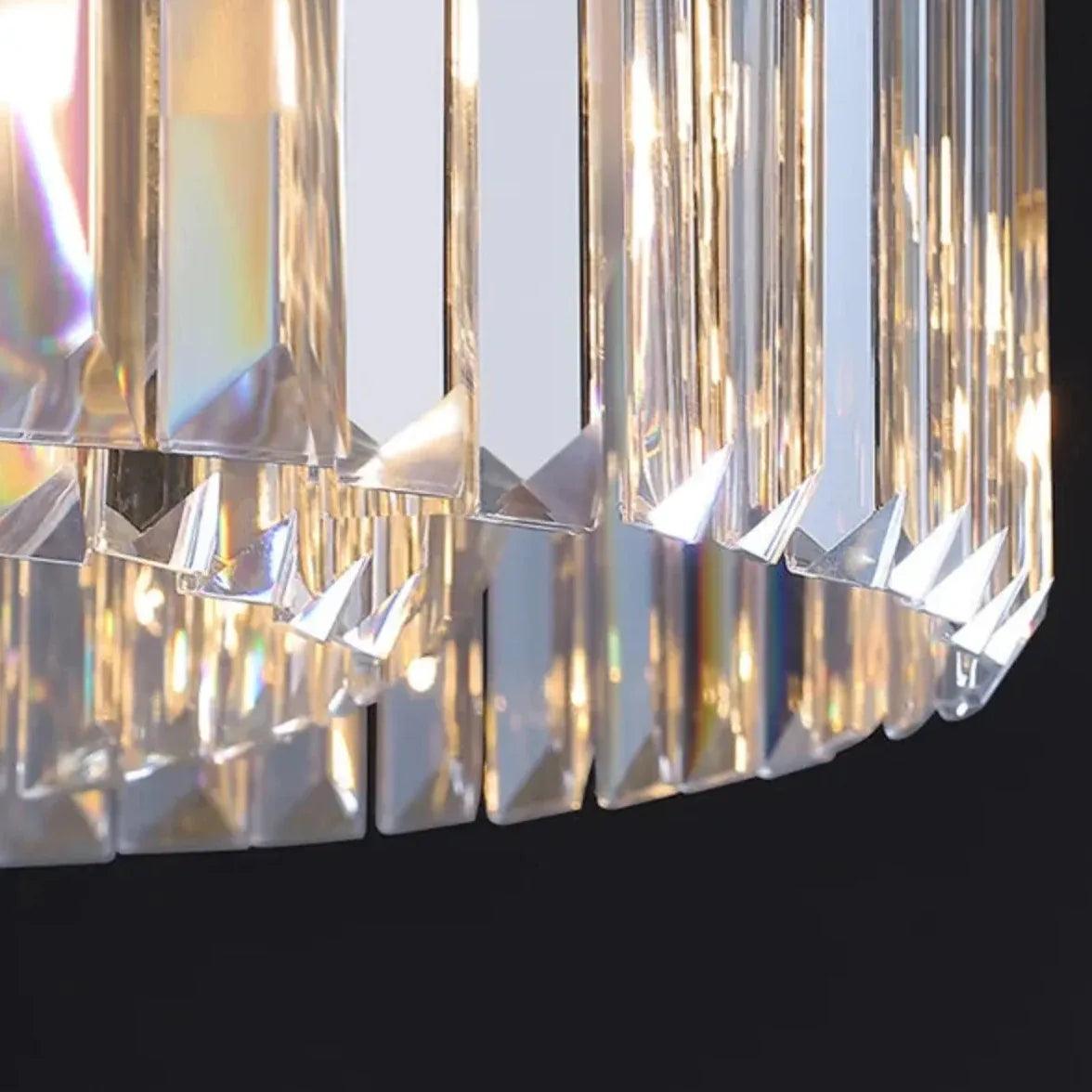 Modern Vertical Flat Crystal Pendant Light - Elegant Ceiling Lighting for Dining Room, Kitchen, or Bedroom Decor