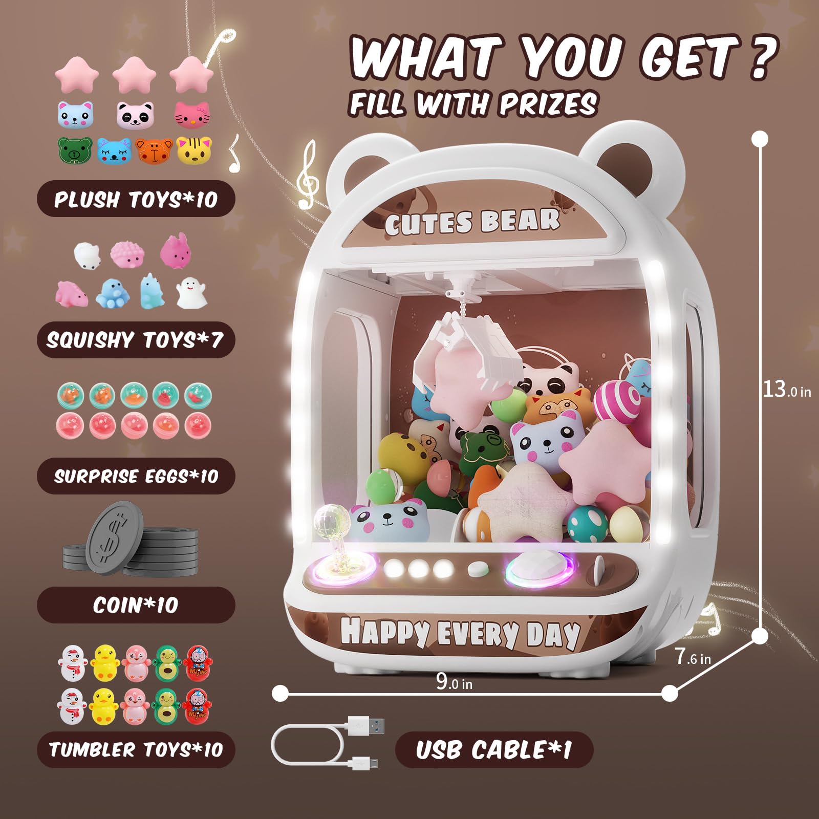 Unicorn Claw Machine for Kids - Mini Arcade Game with Squishy Fidget Toys & Candy Dispenser | Fun Prize Grabber for Girls Age 6+ | Birthday Party, Playroom & Family Game Night Entertainment