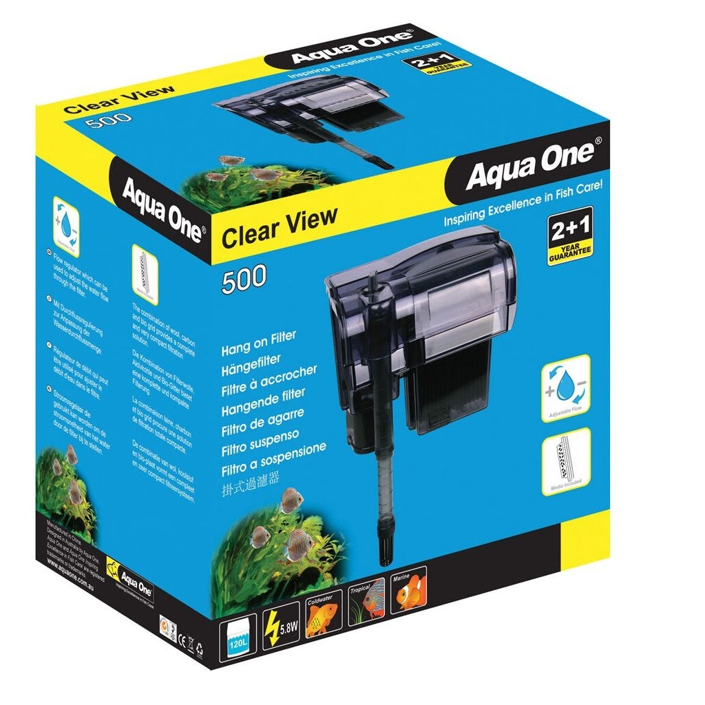 Aqua One Filter Clearview H500 - High Performance Aquarium Filter for Freshwater & Saltwater Tanks | Perfect for Home, Office & Fish Stores