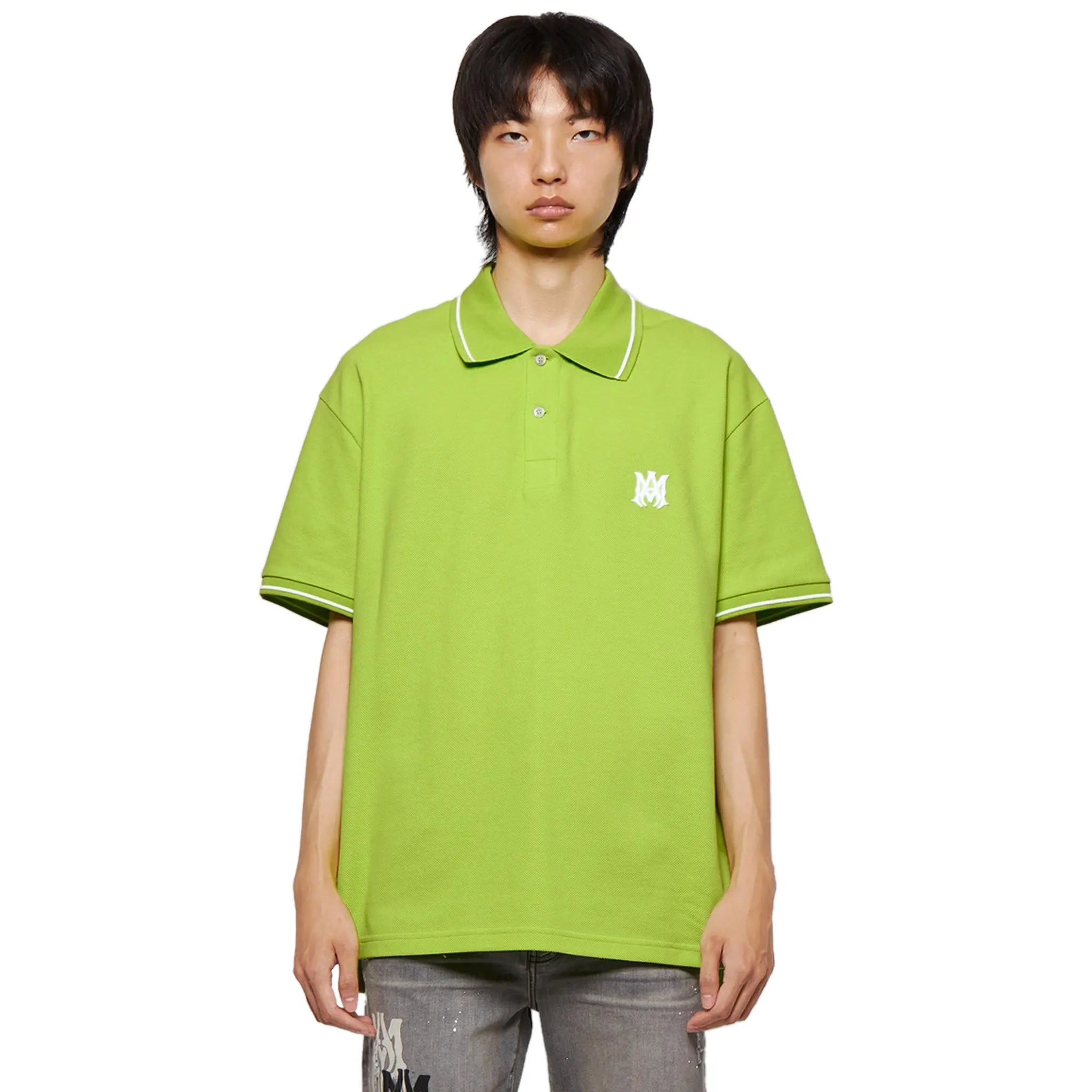 Amiri Solid Green Short Sleeve Polo Shirt for Men - Casual Summer Fashion Top for Golf, Beach & Streetwear Outfits