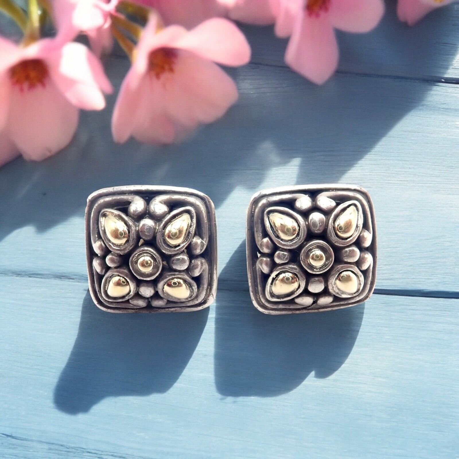 John Hardy JH Silver 18k Yellow Gold Jaisalmer Classic Dot Stud Earrings for Women - Luxury Handmade Jewelry Gift for Birthday, Anniversary & Special Occasions