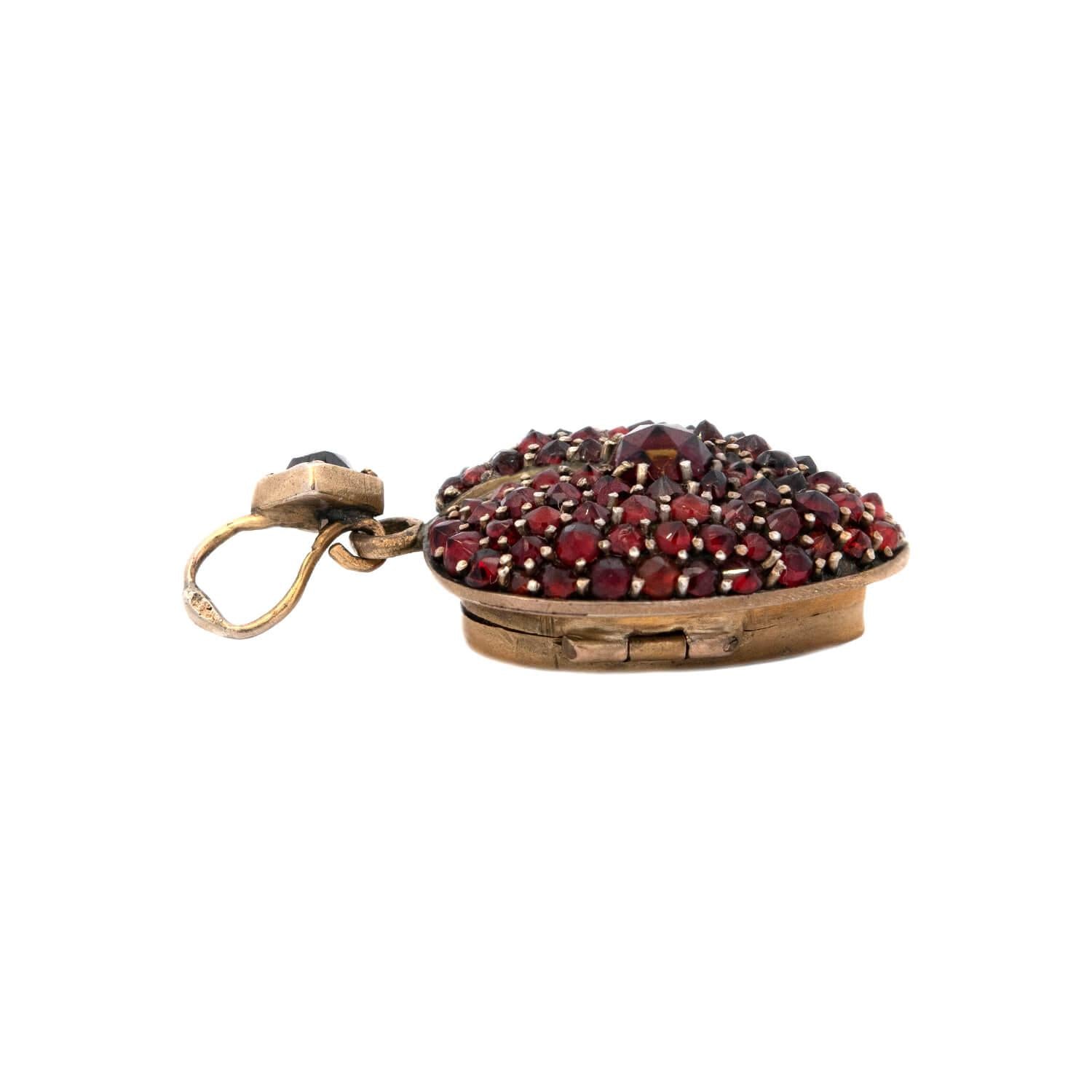 Victorian Gold Filled Garnet Heart Locket Necklace - Antique Style Jewelry Gift for Women, Perfect for Valentine's Day, Anniversary & Special Occasions