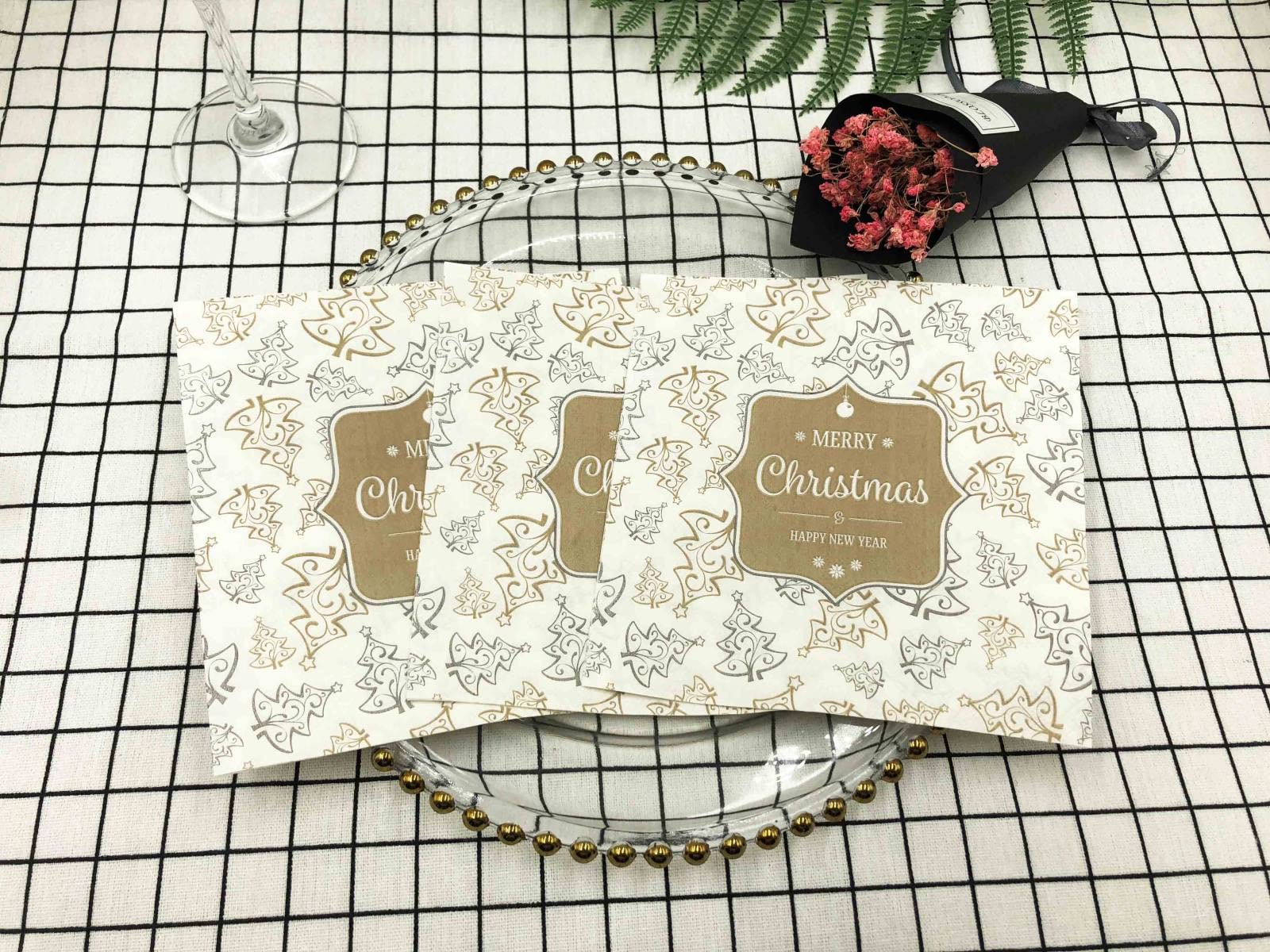 100-Pack Christmas Letter Printed Party Napkins - Colorful Holiday Decorative Paper Napkins for Christmas Dinner, Party Decorations & Festive Gatherings