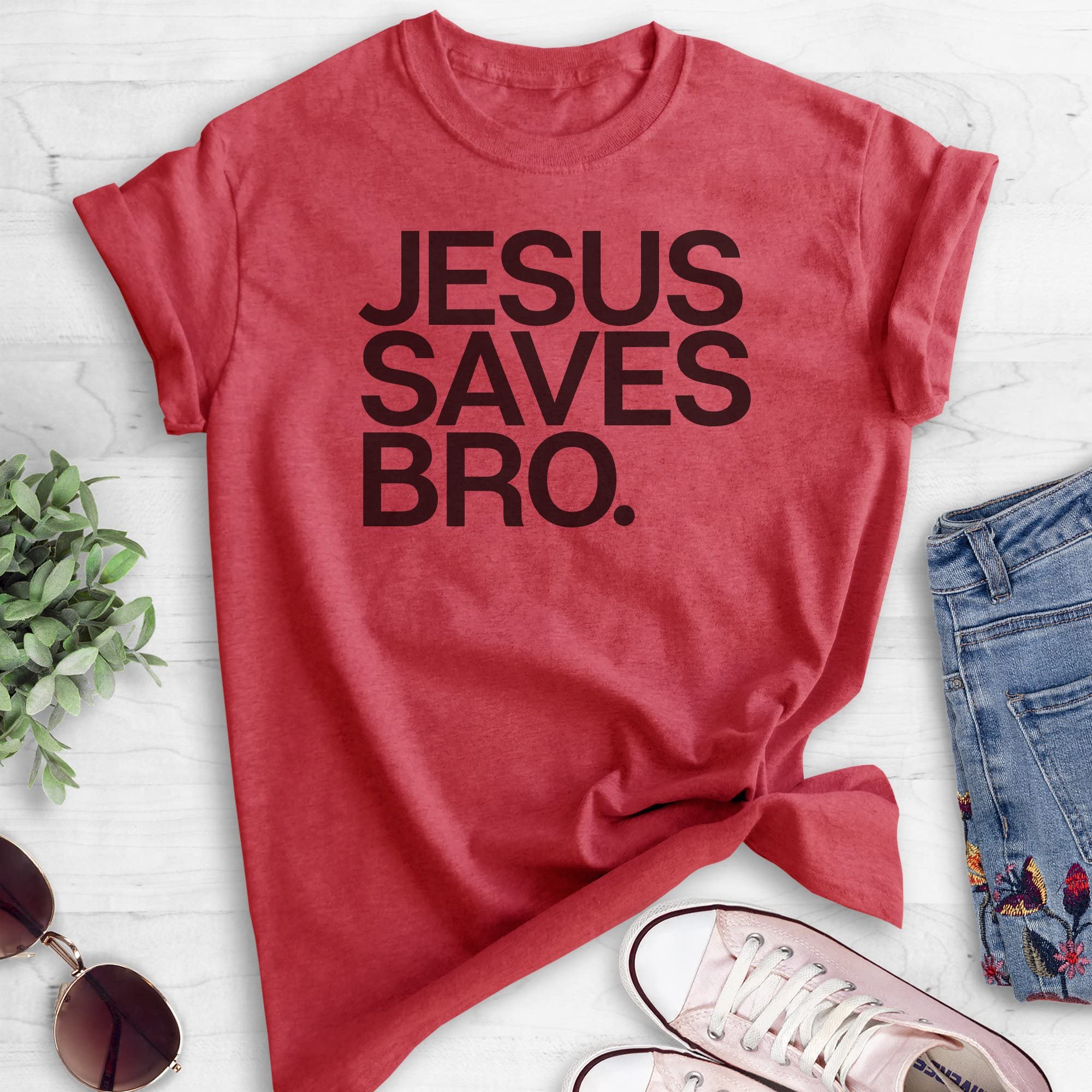 Jesus Saves Bro T-Shirt - Unisex Christian Religious Faith Tee for Men & Women - Perfect for Church, Bible Study & Christian Events