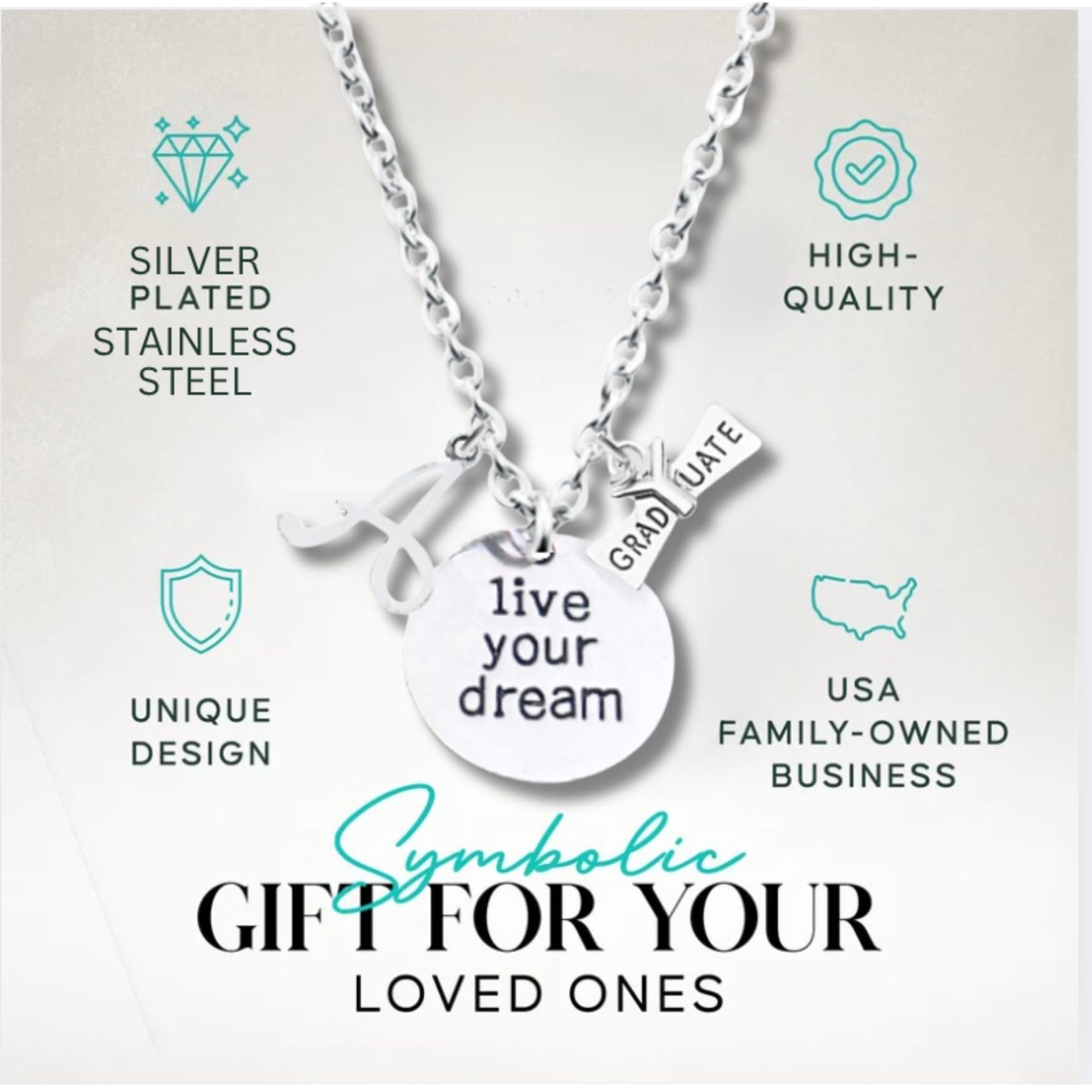 Personalized 2025 Graduation Charm Necklace - Infinity Collection | Live Your Dream Jewelry | Unique Graduation Gift for Girls & Graduates | Class of 2025 Keepsake | Perfect for High School & College Graduation Ceremonies, Senior Year Celebrations & Graduation Party Favors