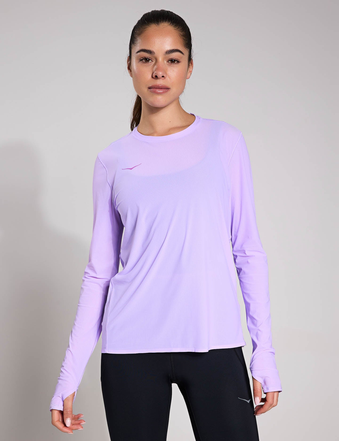 AIROLITE Run Long Sleeve Shirt - Women's Athletic Aster Flower Print Top for Running, Yoga & Outdoor Activities