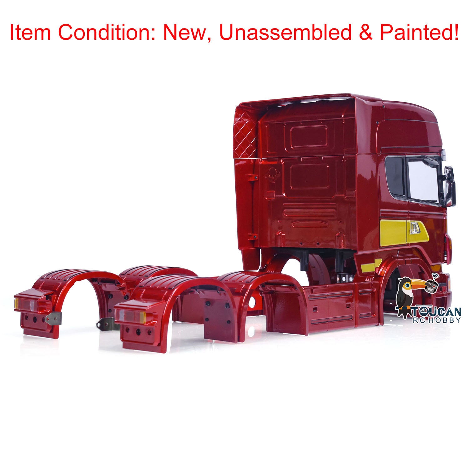 High Roof Cabin RC Car Body Shell for 1/14 Scale 6x6 & 6x4 Remote Control Tractor Trucks - DIY Construction Vehicle Model - Perfect for Hobbyists, RC Enthusiasts & Construction Vehicle Collectors