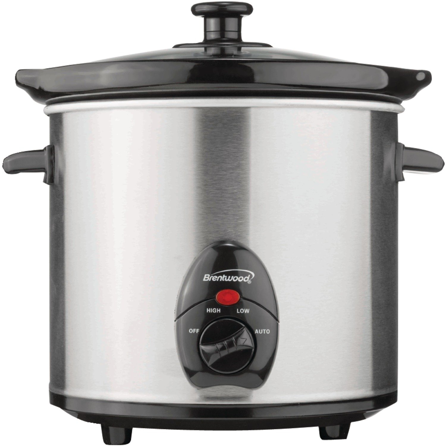 Brentwood SC-130S 3-Quart Slow Cooker with Stainless Steel Body - Perfect for Soups, Stews & Family Dinners | Energy-Efficient Countertop Appliance