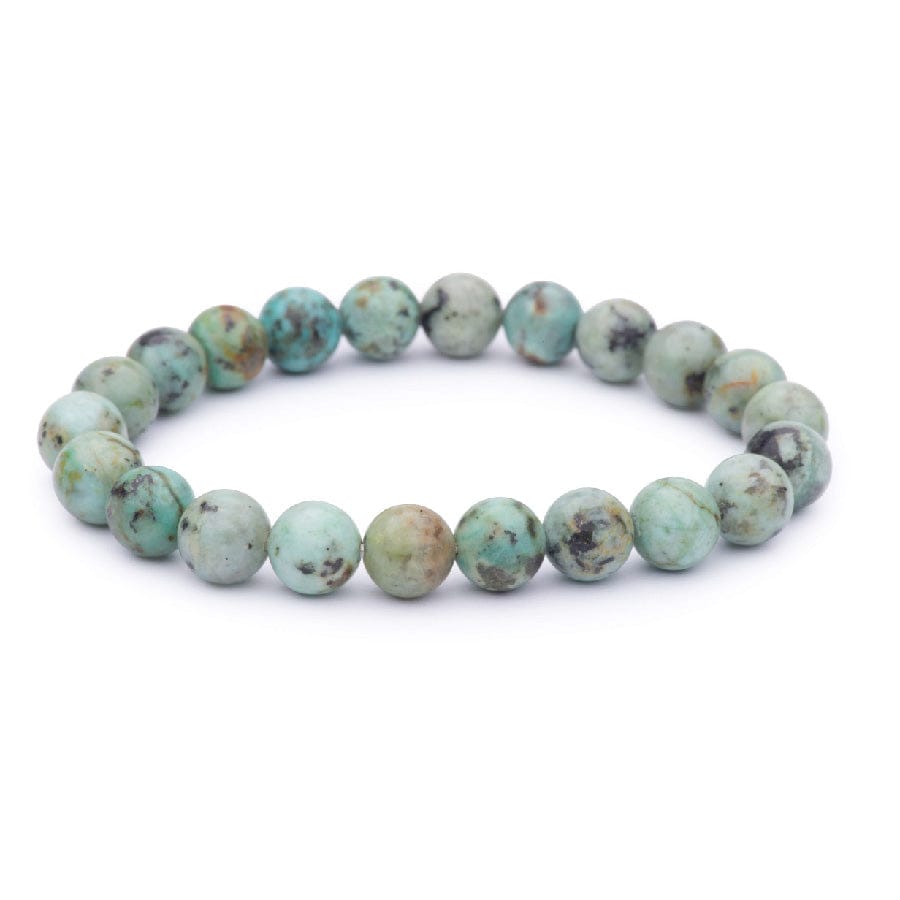 African Turquoise Jasper Stretch Bracelet - Smooth Beads for Women | Handmade Adjustable Wrap Bracelet for Yoga, Meditation & Boho Fashion