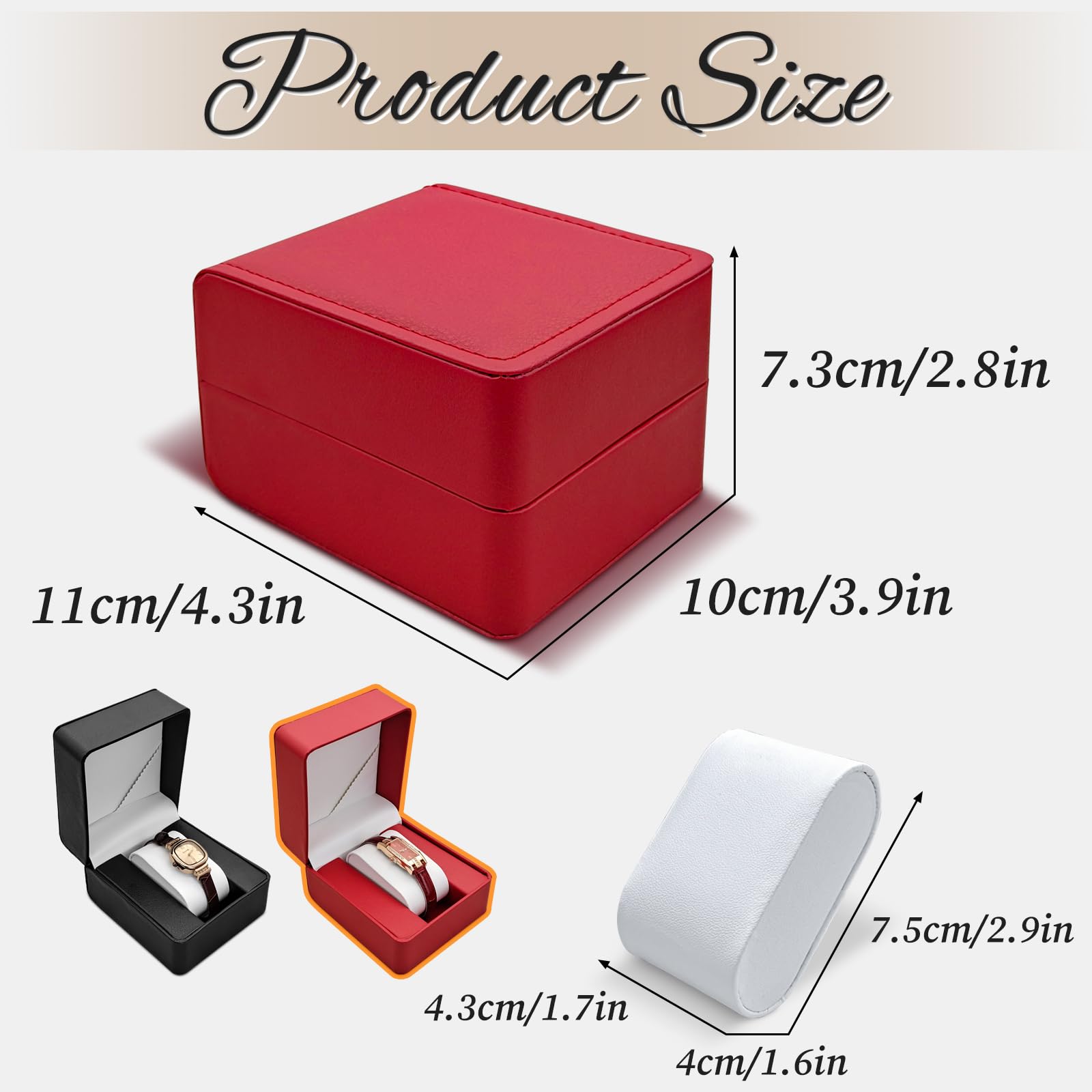 Premium PU Leather Watch Box - Single Watch Display Case with Detachable Pillow for Men & Women | Portable Watch Storage Organizer | Perfect for Travel, Gift & Jewelry Collection (Red)