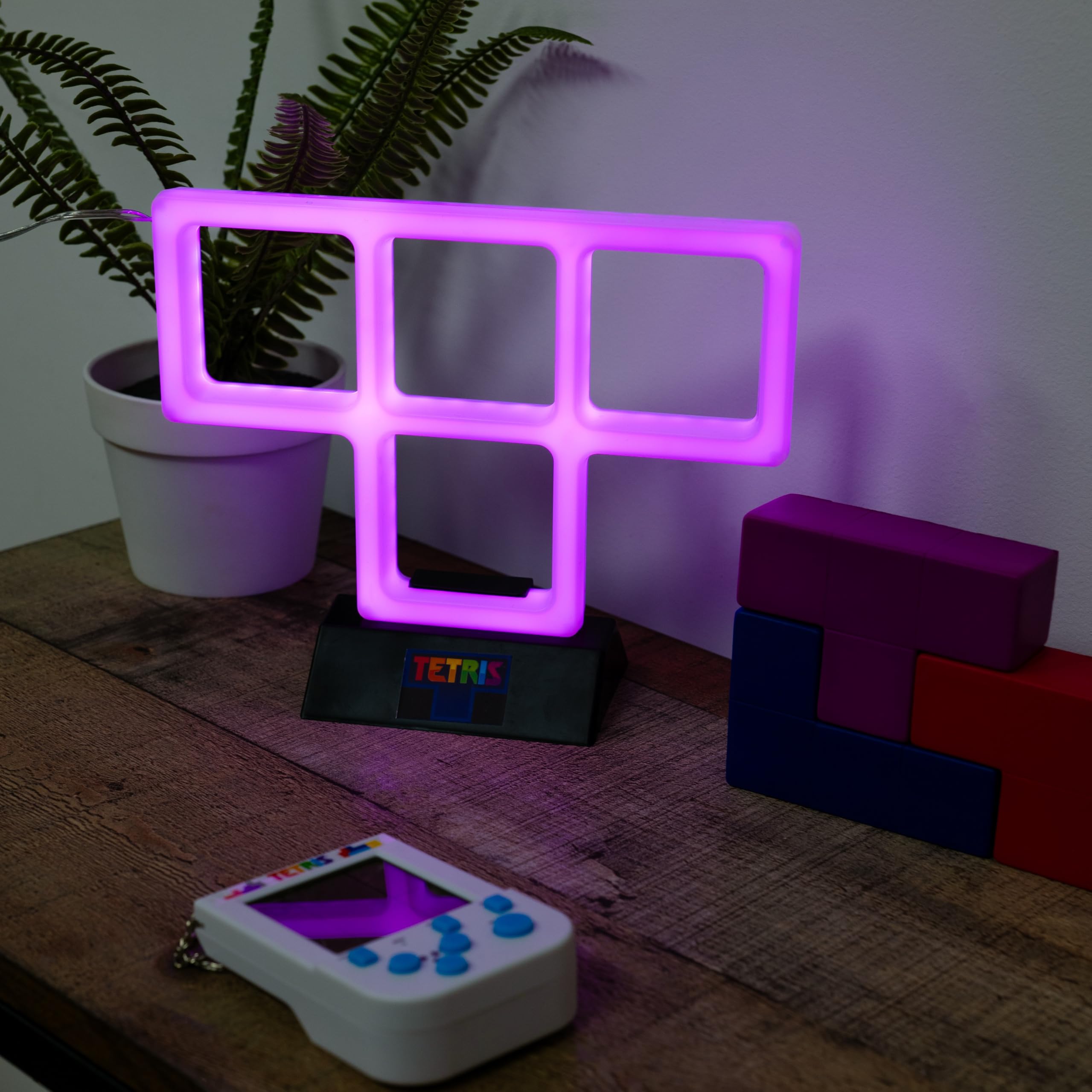 Fizz Creations Tetris Tetrimino Purple LED T Light - Retro Gaming Gift with USB Power & Wall Mount | Classic Gameboy Inspired Ambient Lighting for Bedroom, Game Room & Office Decor
