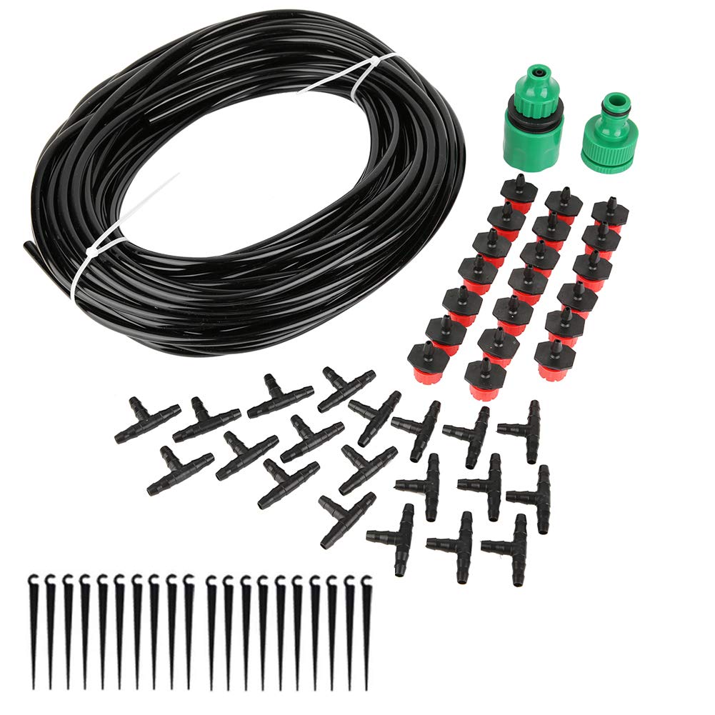 Fdit 20M Micro Drip Irrigation System with Automatic Timer - Self Watering Garden Hose Kit for Plants, Flowers & Vegetables - Perfect for Home Gardens, Greenhouses & Backyard Landscaping