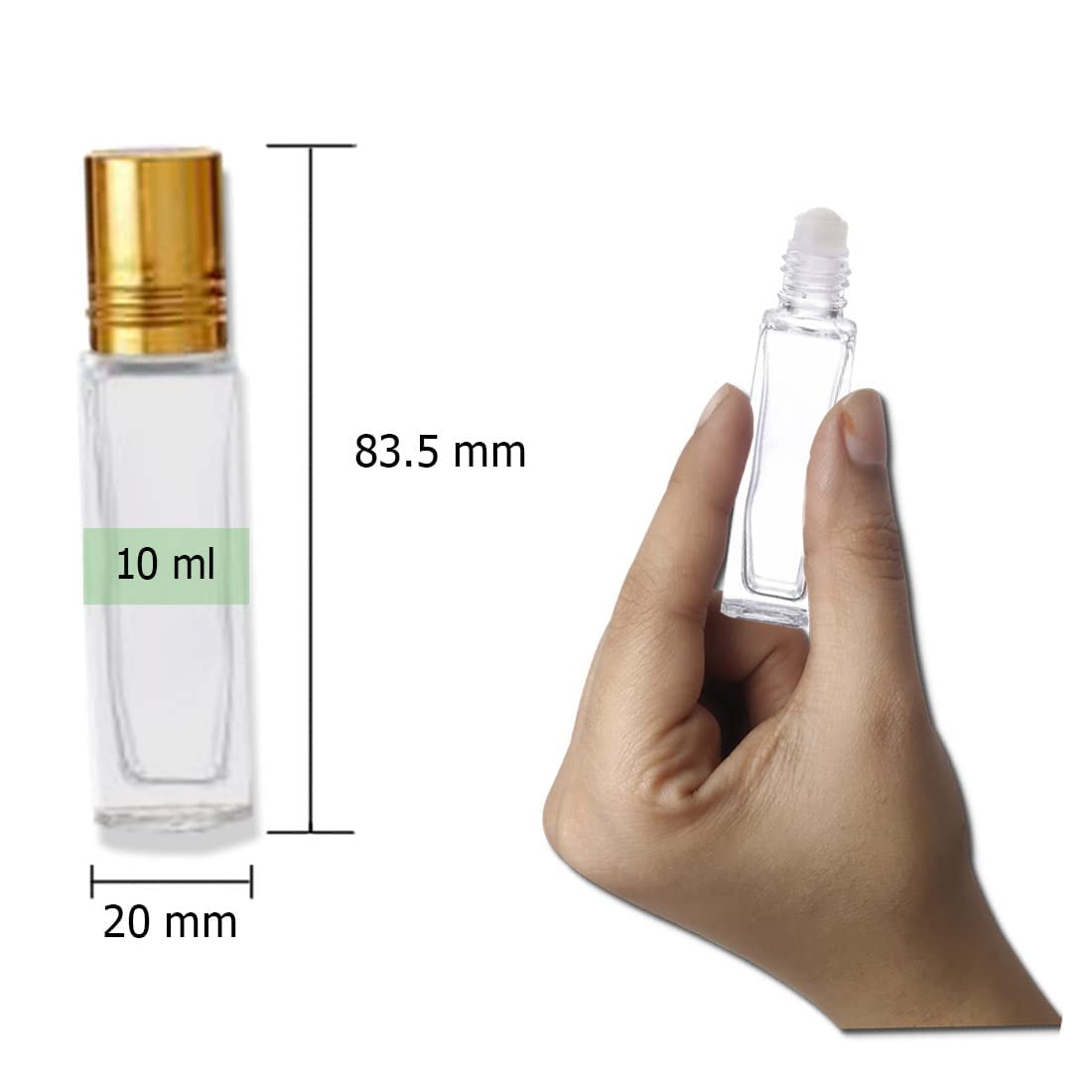 12 Pack Clear Glass Roller Ball Bottles - 10ml Empty Refillable Essential Oil Roller Bottles for DIY Crafts, Perfume, Lip Balm & Fragrance - Travel Size Portable for Aromatherapy, Skincare & On-the-Go Use
