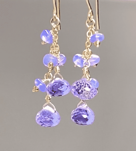 Lavender Quartz and Opal Dangle Earrings - 14K Gold Filled Handmade Jewelry for Women - Elegant Gift for Wedding, Party & Everyday Wear