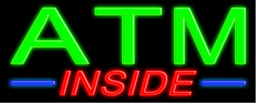 ATM Inside Glass Neon Sign #10714 - Handcrafted in USA | Vintage Bar Decor & Retro Diner Wall Art