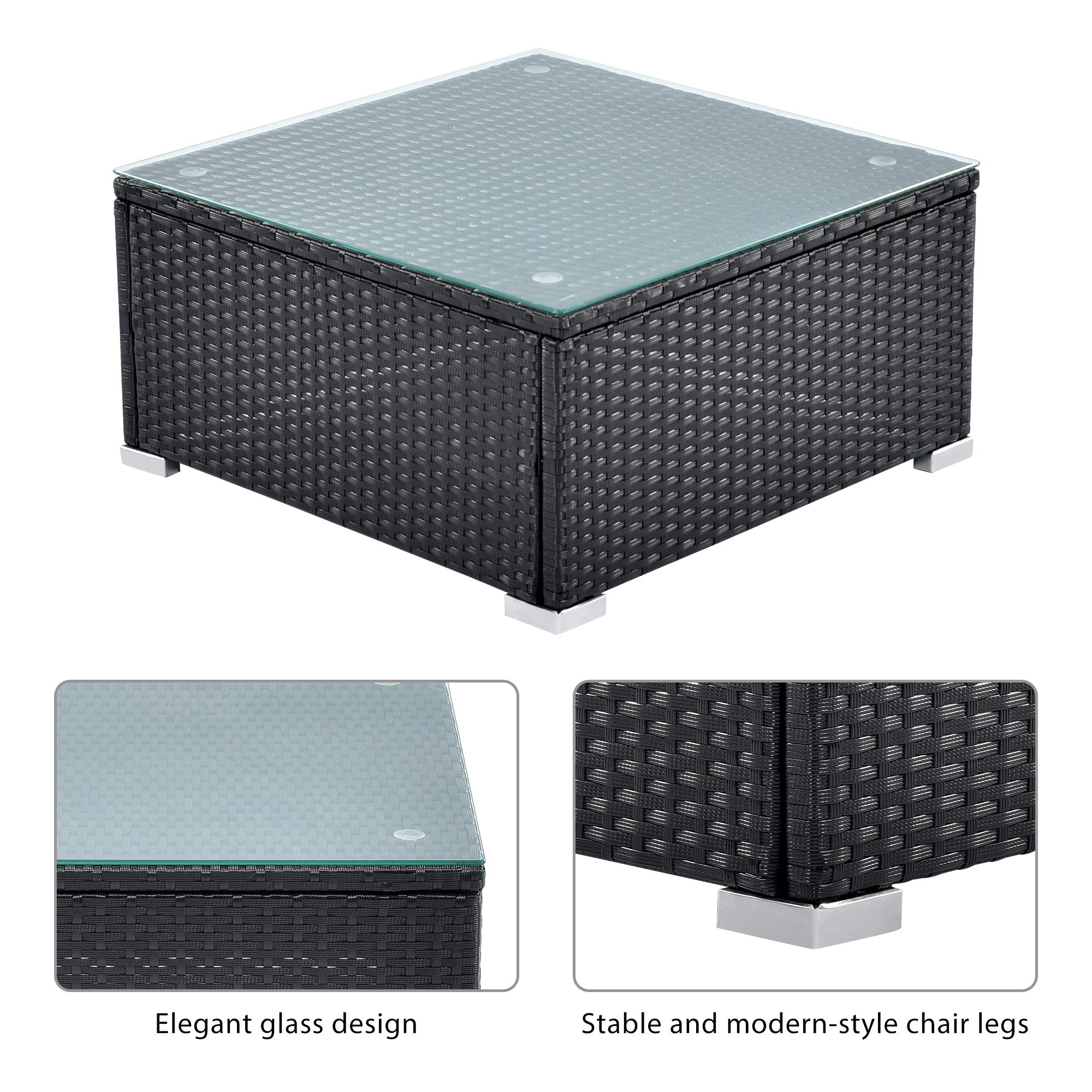 6-Piece Outdoor Patio Furniture Sectional Set with Glass Table - All-Weather PE Rattan Wicker Sofa with Removable Cushions - Perfect for Backyard, Garden, Poolside & Deck Relaxation