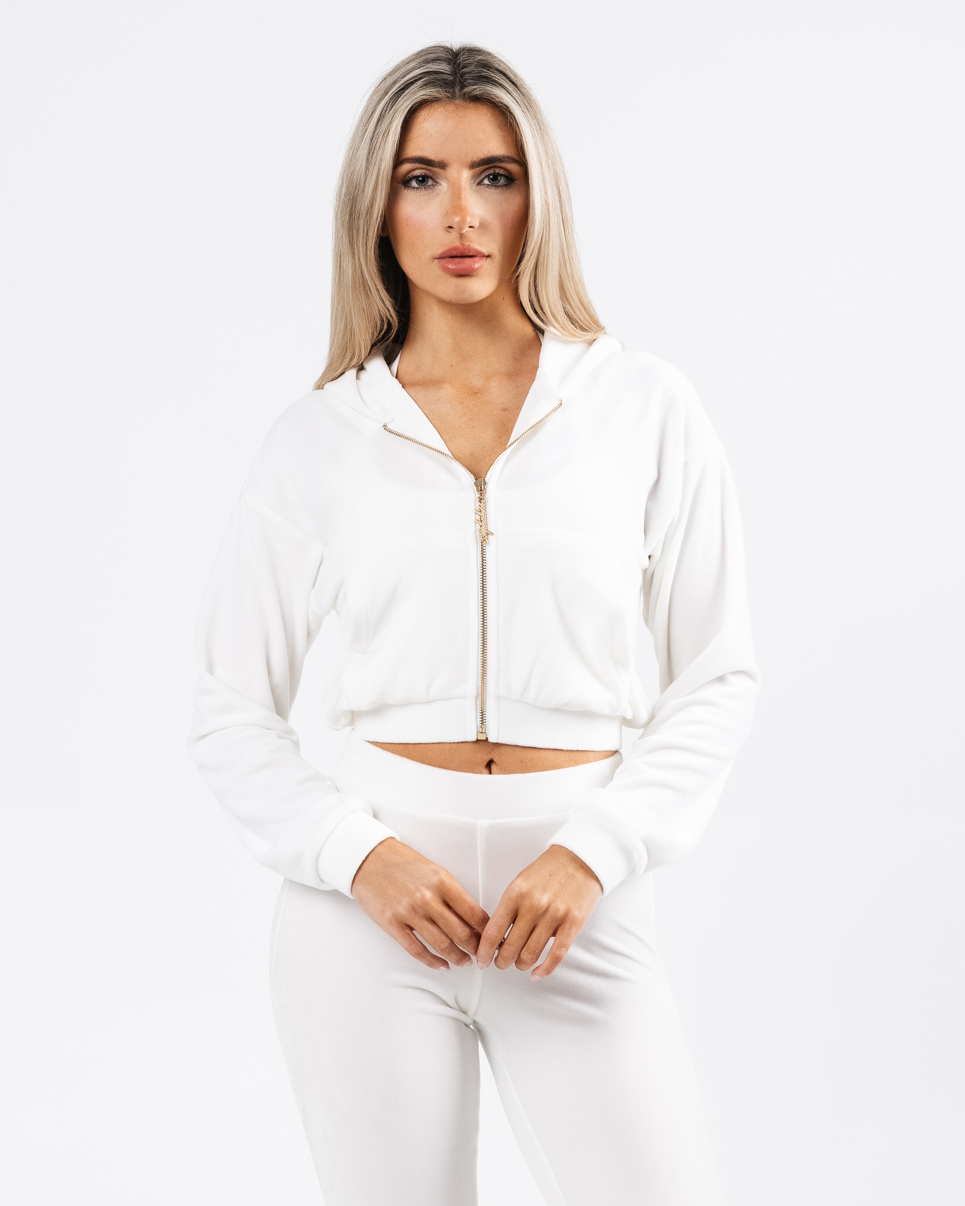 Velour Zip Hoodie with Lace Trim - Soft & Stylish Women's Pullover for Casual Wear & Lounge Outfits