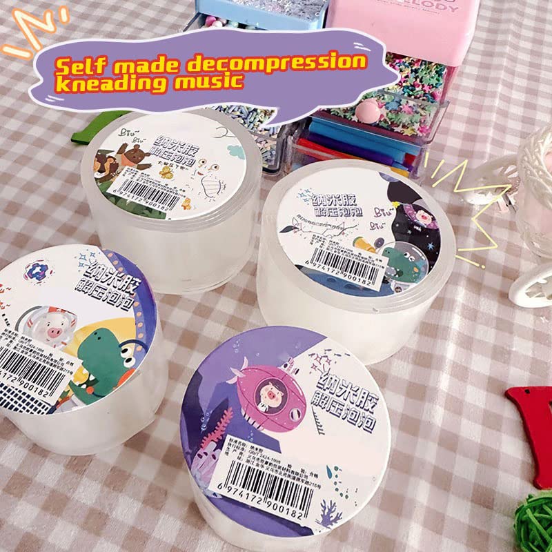 Blowable Bubble Tape - Washable Strong Sticky Wall Tape for DIY Crafts, Nano Adhesive Tape with Glitter & Straw Design (5cm-3m) - Perfect for Kids Toys, Home Decor, Stress Relief & Party Balloons