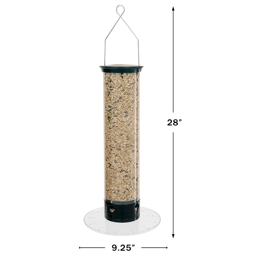 Droll Yankees Squirrel Proof Bird Feeder - 17 Inch Black Yankee Tipper with 4 Ports (YCPT-360) | Outdoor Garden Bird Watching & Wildlife Attraction