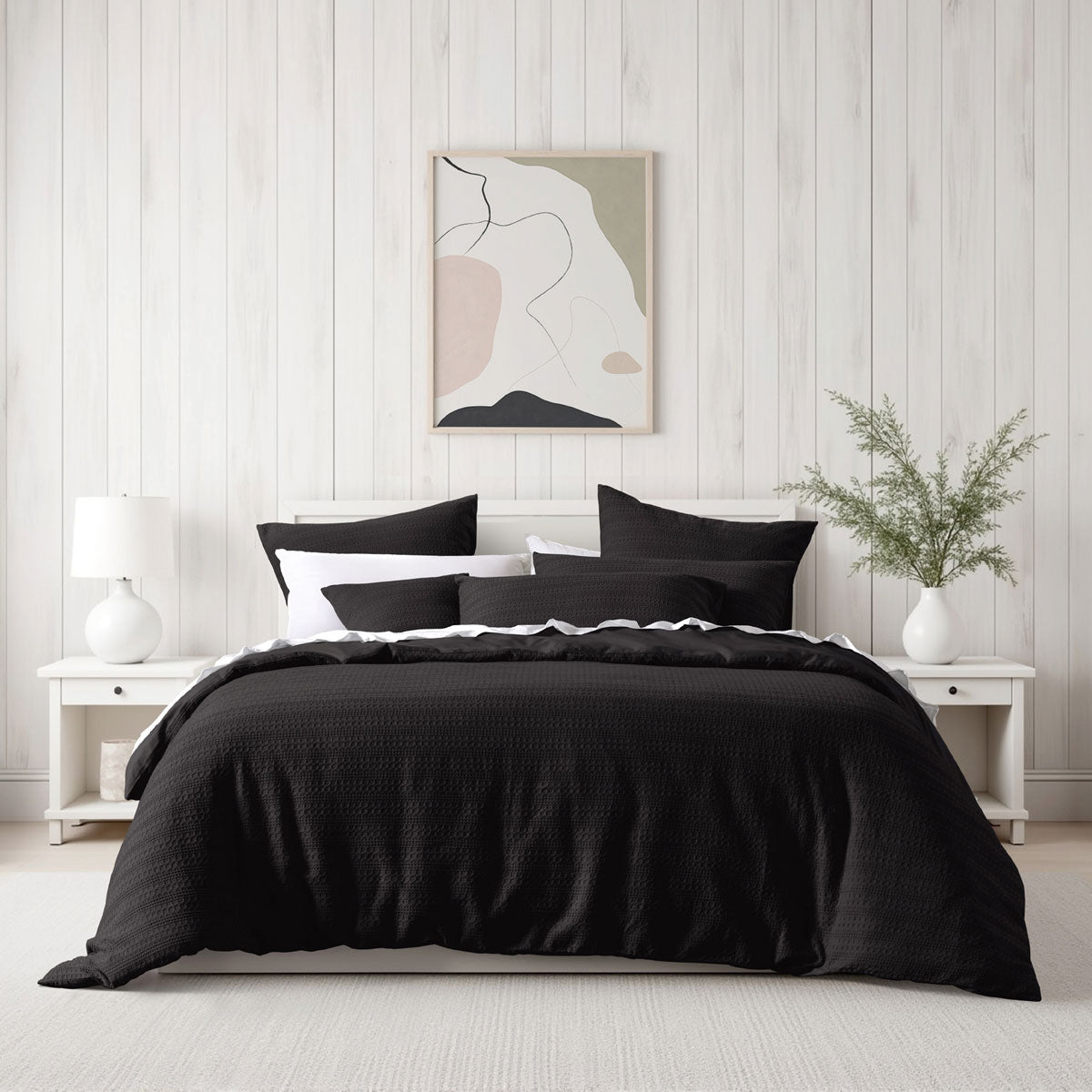 Bianca Kahlani Chocolate Brown Waffle Quilt Cover Set - King Size Luxury Bedding for Cozy Bedrooms & Guest Rooms