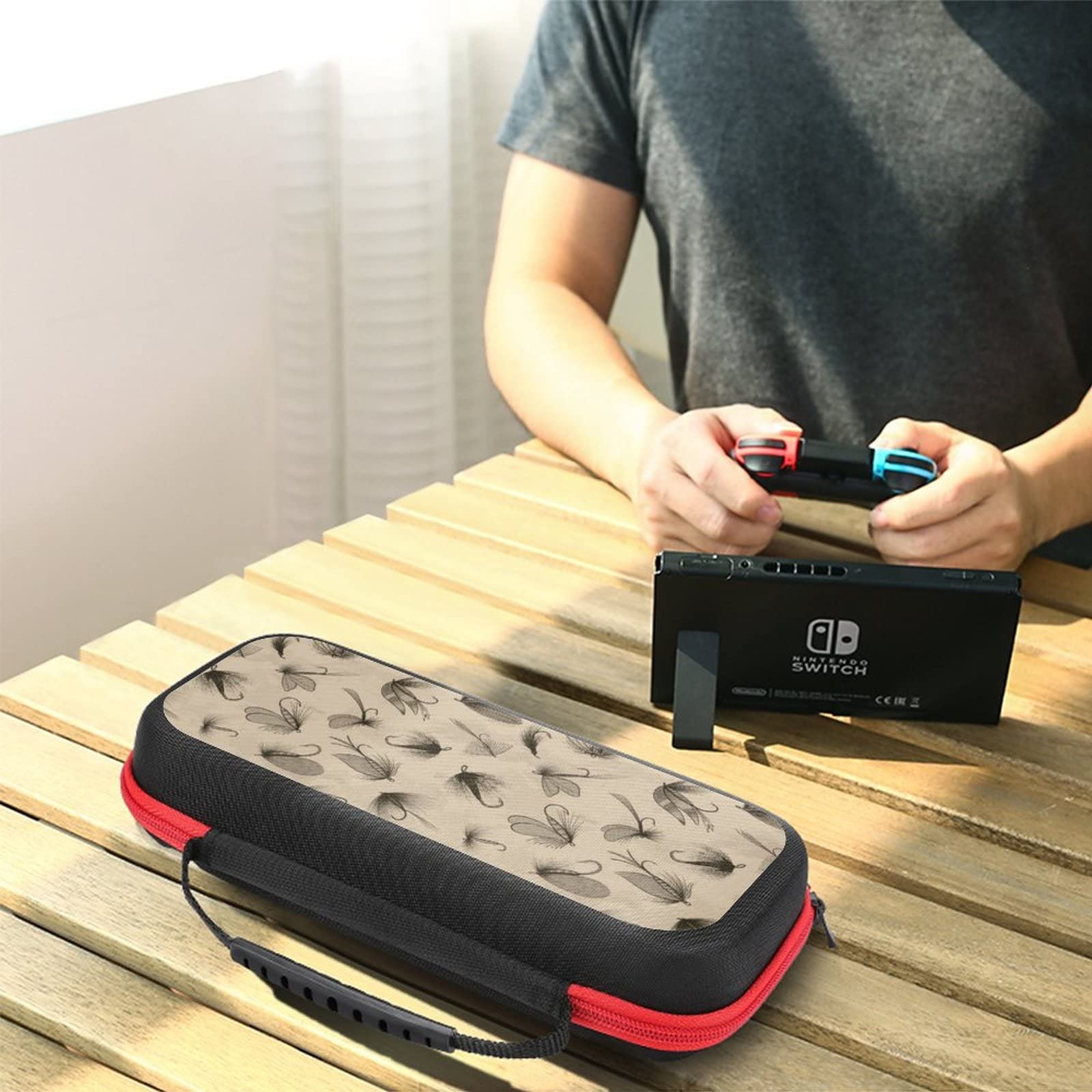 Best Fly Fishing Flies Lures & Nintendo Switch Carrying Case with 20 Game Card Slots - Portable Travel Cover for Outdoor Gaming Accessories | Perfect for Camping Trips and Fishing Adventures