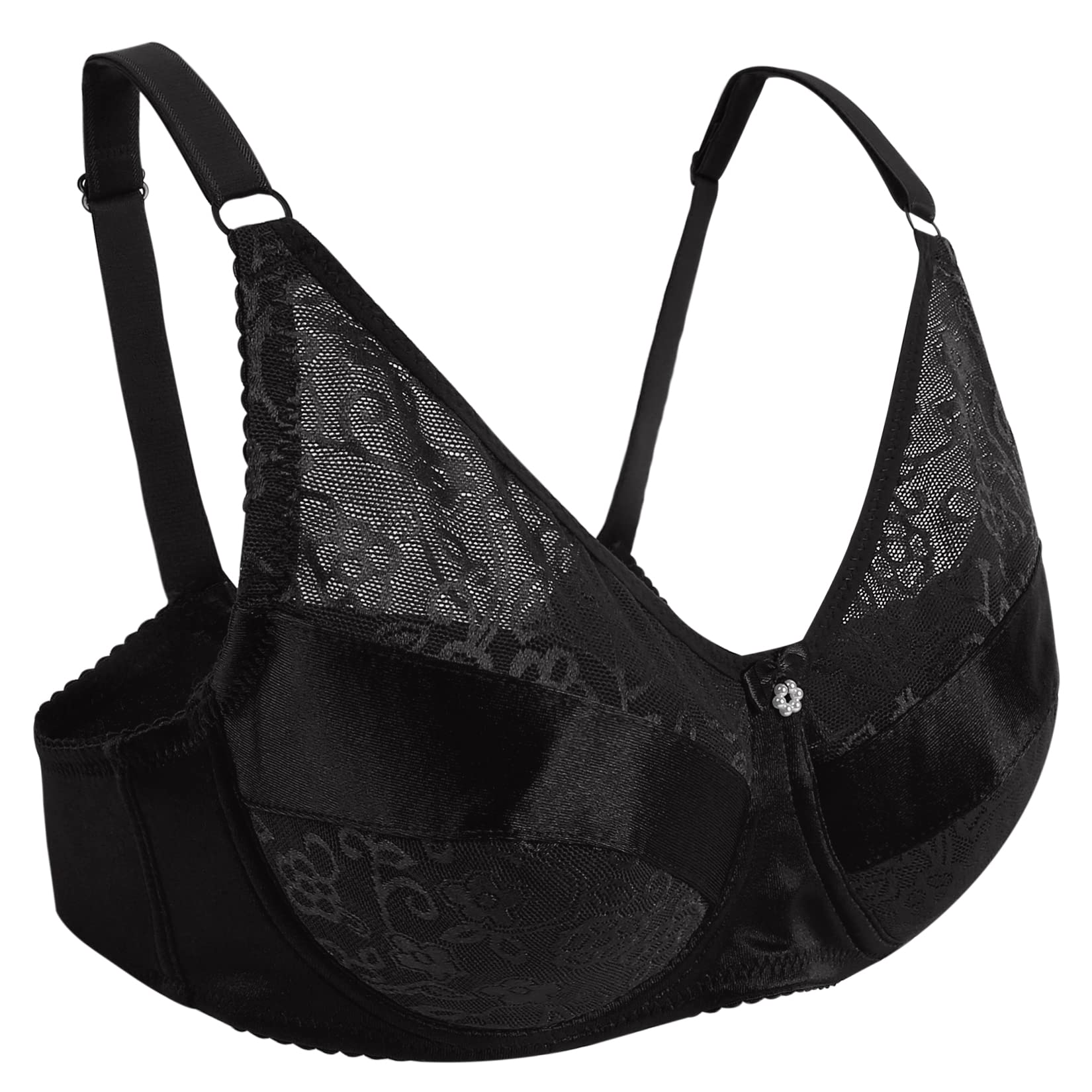 Vollence 38/85 Pocket Bra for Silicone Breast Forms & Mastectomy - Black, 38/85 (Fits Cup C/D) - Comfortable Post-Surgery & Crossdressing Support Bra for Daily Wear