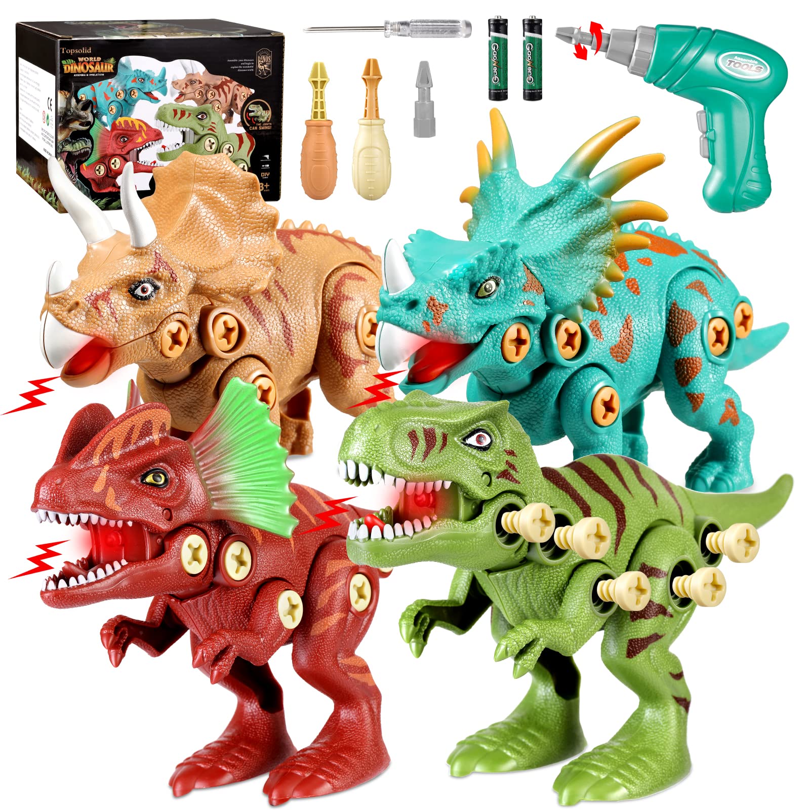 STEM Dinosaur Toys for Kids Ages 3-5 - Take Apart Dinosaur Building Set with Light & Sound, Electric Drill & Educational Learning Kit - Perfect Birthday, Easter & Christmas Gifts for Boys - Fun Construction Play for Preschool Learning & Imaginative Adventures
