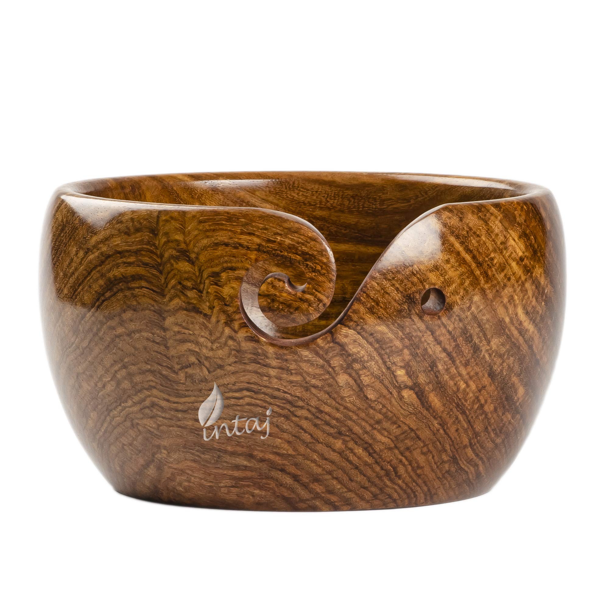 Handcrafted Rosewood Yarn Bowl for Knitting & Crocheting - Large Wooden Yarn Holder (7x4 Inches) - Perfect Christmas Gift for Knitters & Crocheters - Ideal for Crafting, Yarn Storage & Needlework Projects