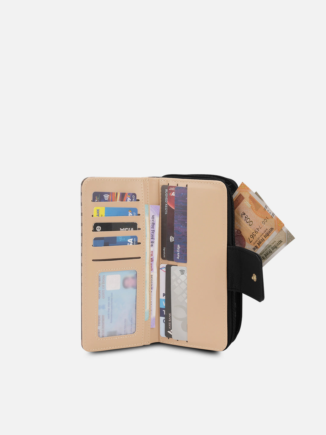 Mono Mia25 Large Bifold Zip Wallet for Women - RFID Blocking Leather Wallet with Multiple Card Slots & Coin Pocket - Perfect for Travel, Shopping, and Everyday Use