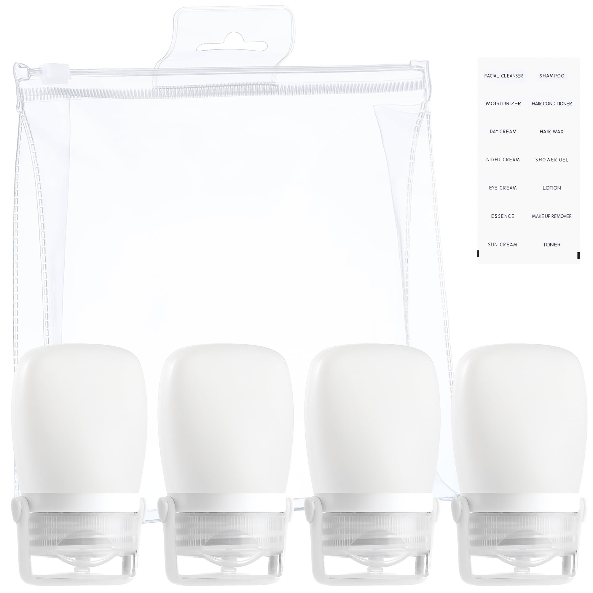 RONRONS 1oz Silicone Travel Bottles - Leak Proof TSA Approved Mini Squeeze Containers for Shampoo, Conditioner, Ketchup, Salad Dressing & Toiletries (4 Pack) - Perfect for Air Travel, Camping & Gym Essentials
