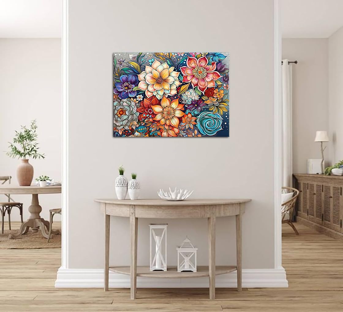 5D Diamond Painting Kits for Adults - Full Drill Round Gem Flower Art (12x16 Inch) | DIY Home Wall Decor | Perfect for Relaxation, Stress Relief & Creative Gift Giving